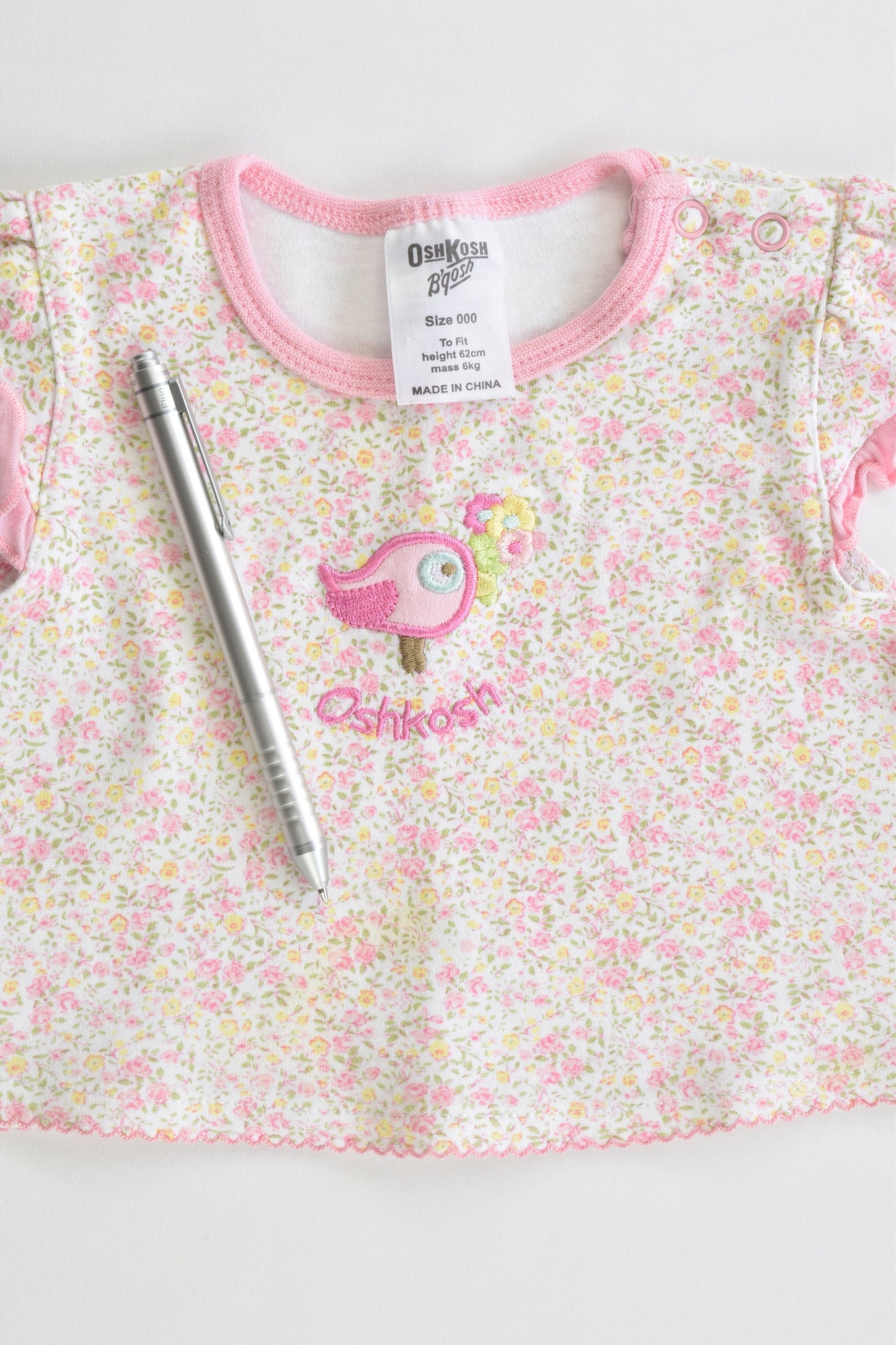 OshKosh Size 000 (62 cm) Floral Bird Blouse