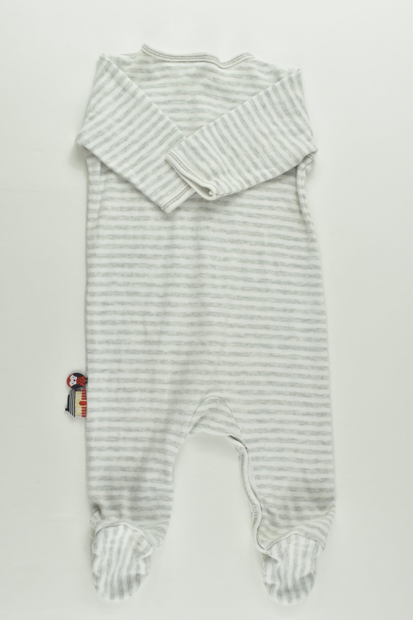 Papoose Size 000 Owls Striped Footed Romper