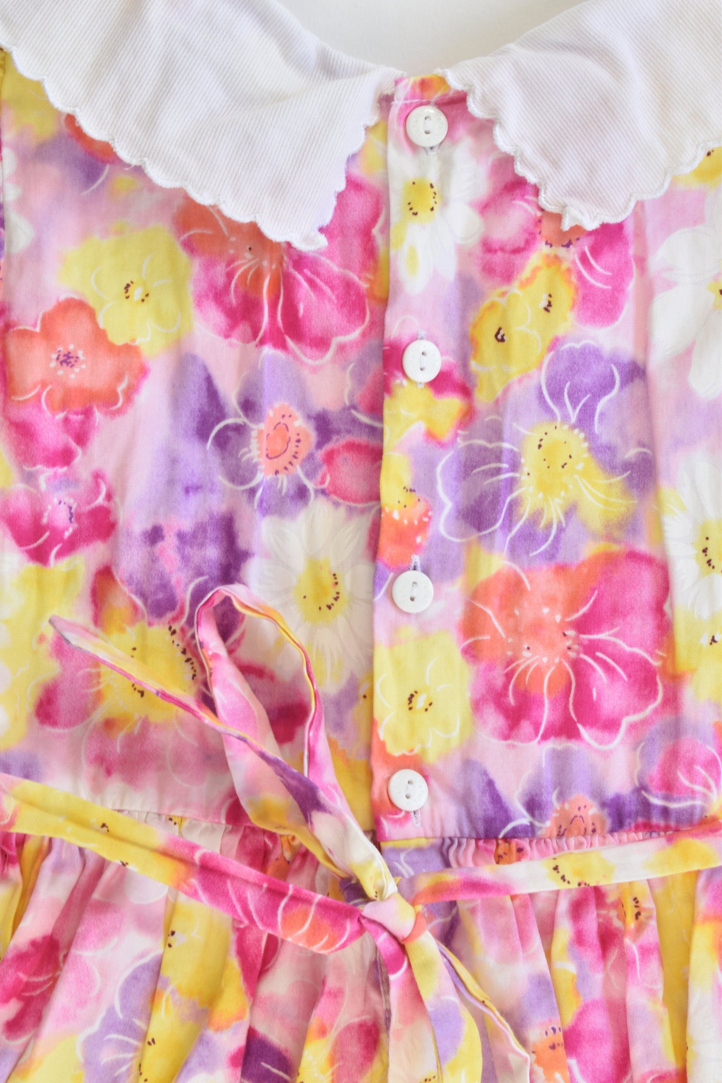 Petals Size approx 2 Floral Smocked Lined Dress