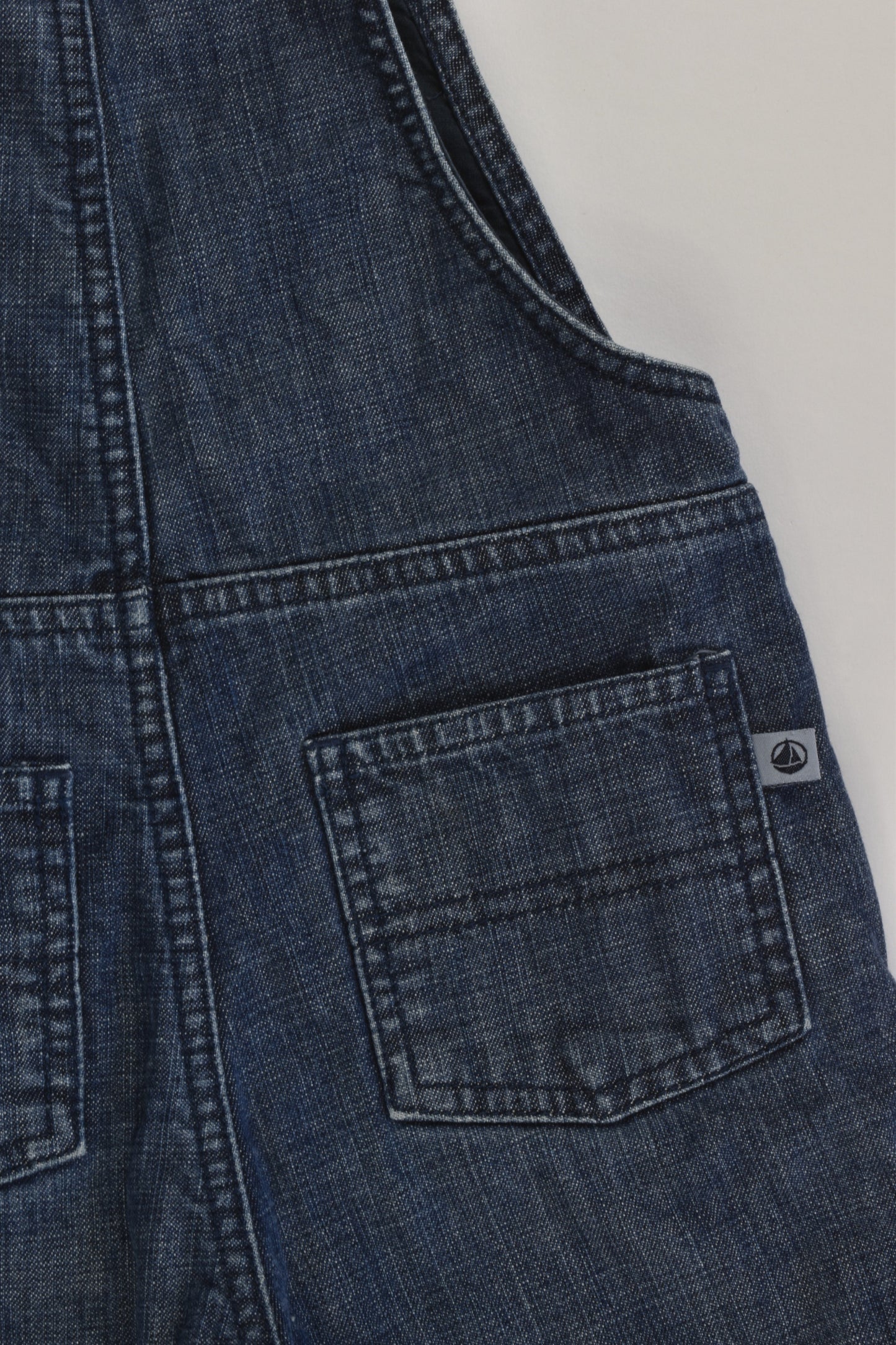 Petit Bateau (France) Size 1-2 (24 months, 86 cm) Lined Denim Overalls