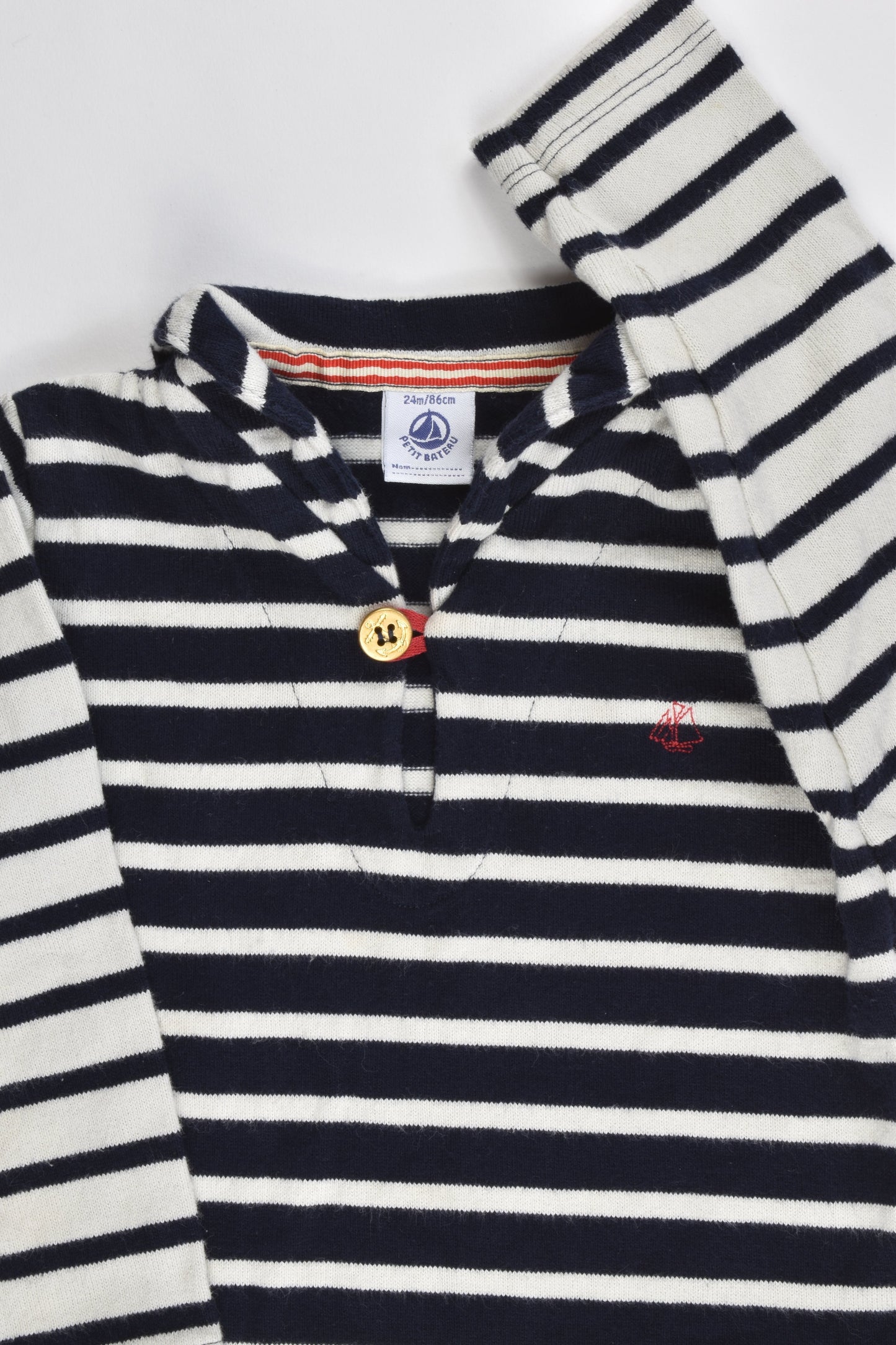 Petit Bateau Size 24 months (86 cm) Striped Nautical Sweater