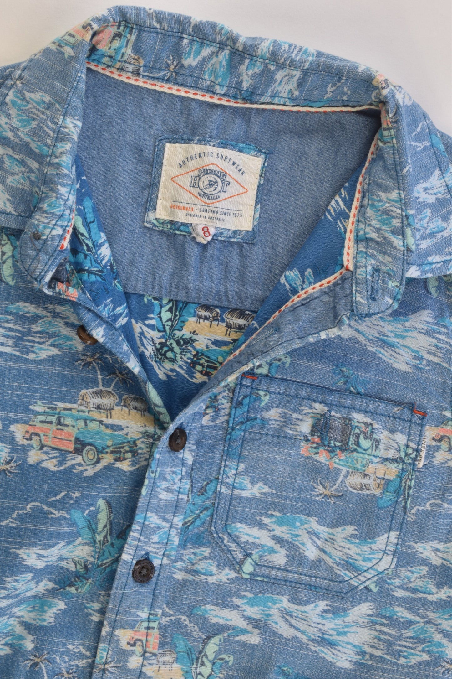 Piping Hot Size 8 Beach Collared Shirt