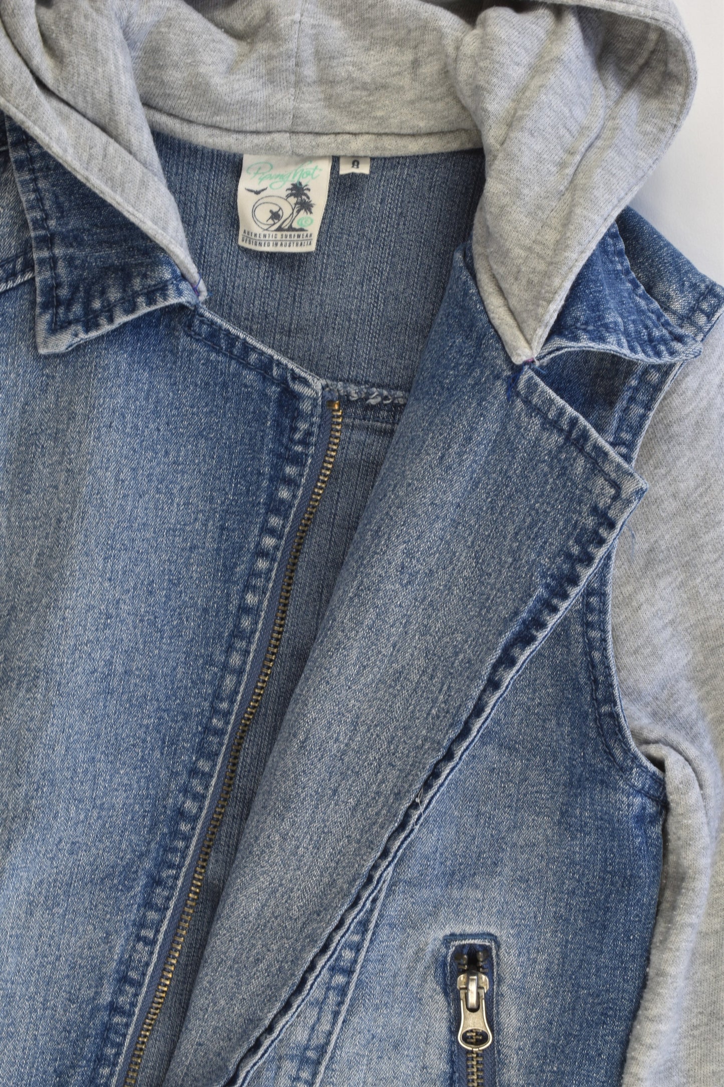 Piping Hot Size 8 Stretchy Hooded Denim/Sweater Jacket