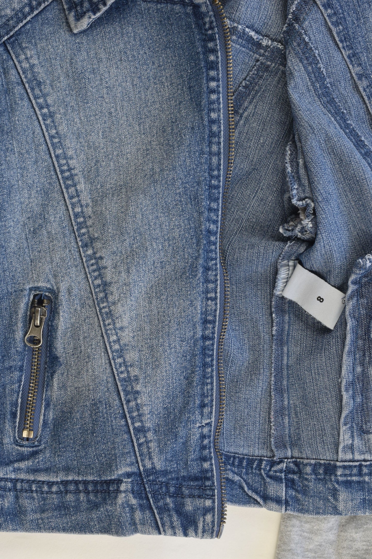 Piping Hot Size 8 Stretchy Hooded Denim/Sweater Jacket