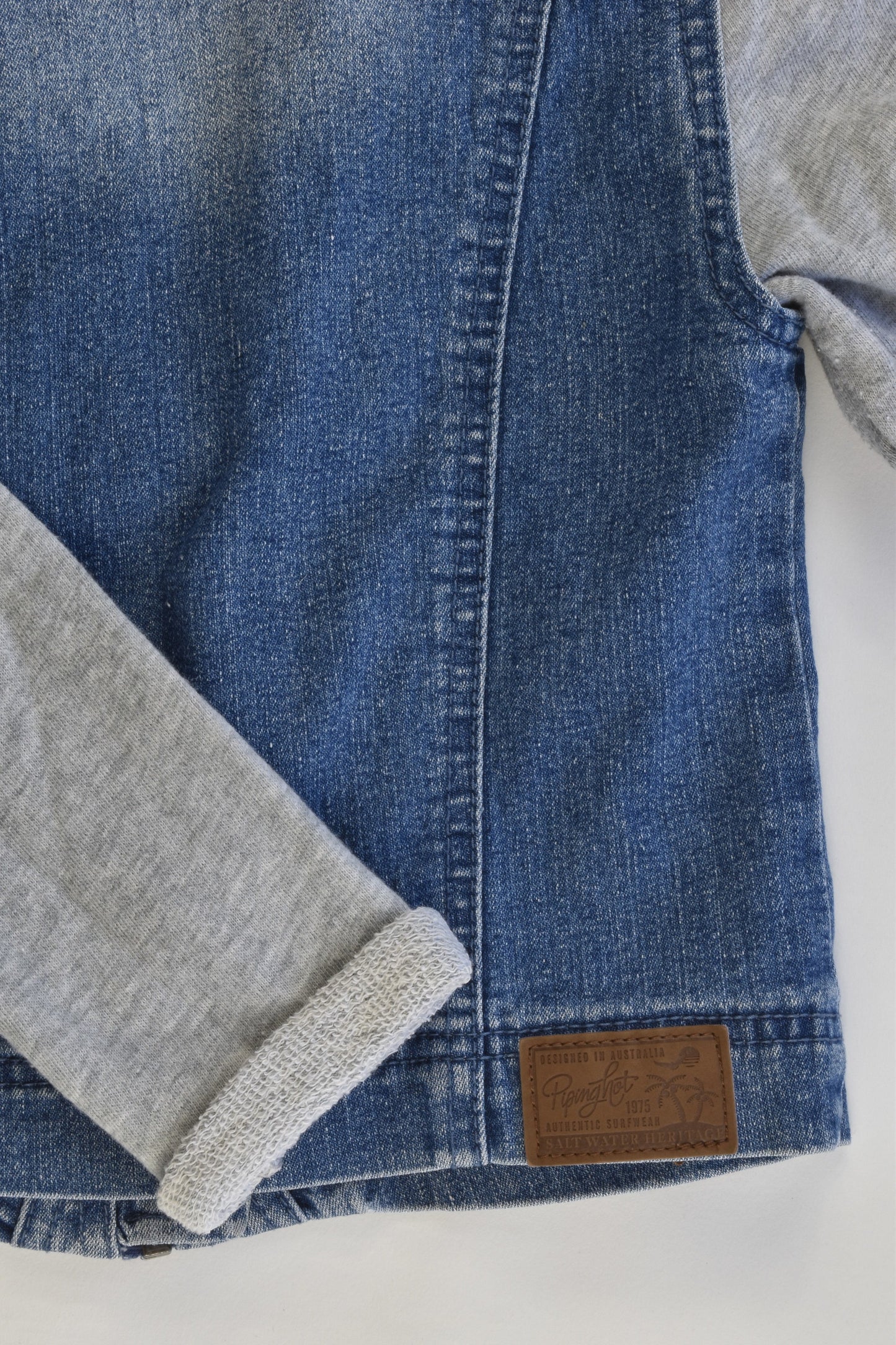 Piping Hot Size 8 Stretchy Hooded Denim/Sweater Jacket