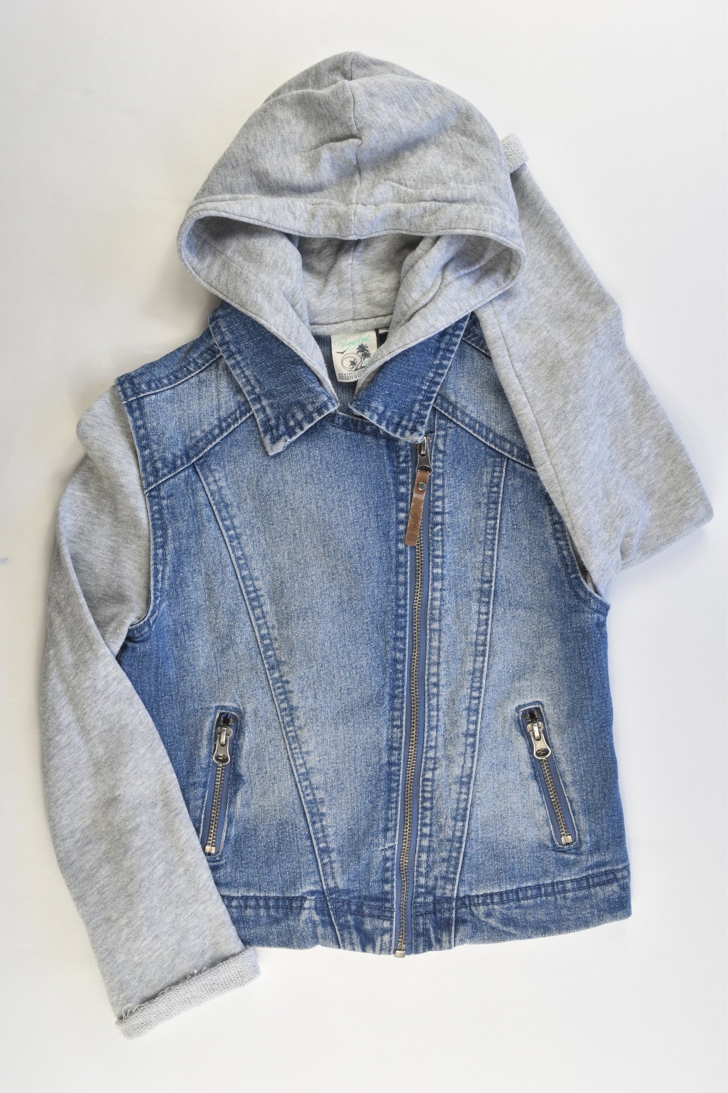Piping Hot Size 8 Stretchy Hooded Denim/Sweater Jacket