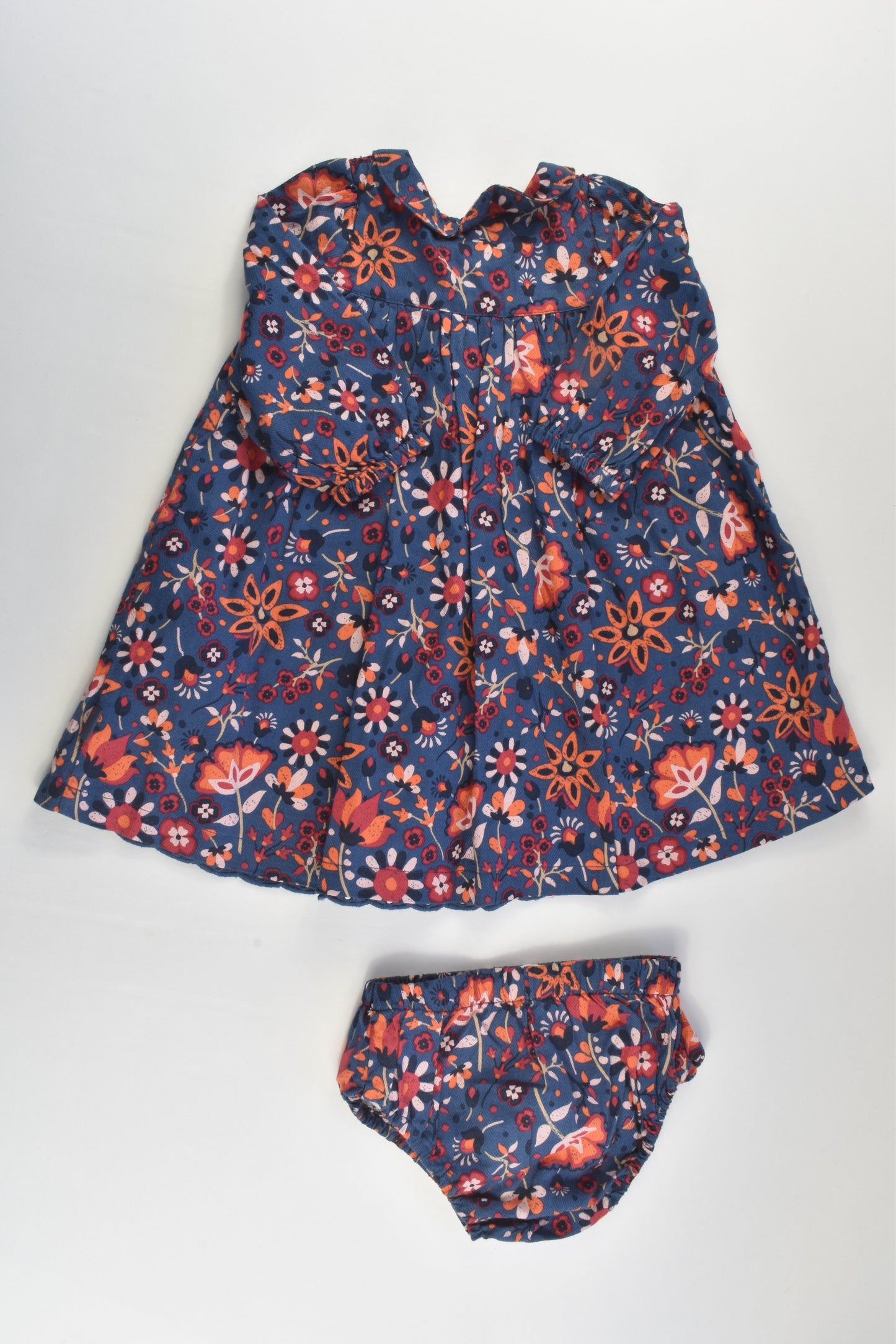 Pumpkin Patch Size 0 (6-12 months) Lined Smocked Floral Dress with Matching Bloomers