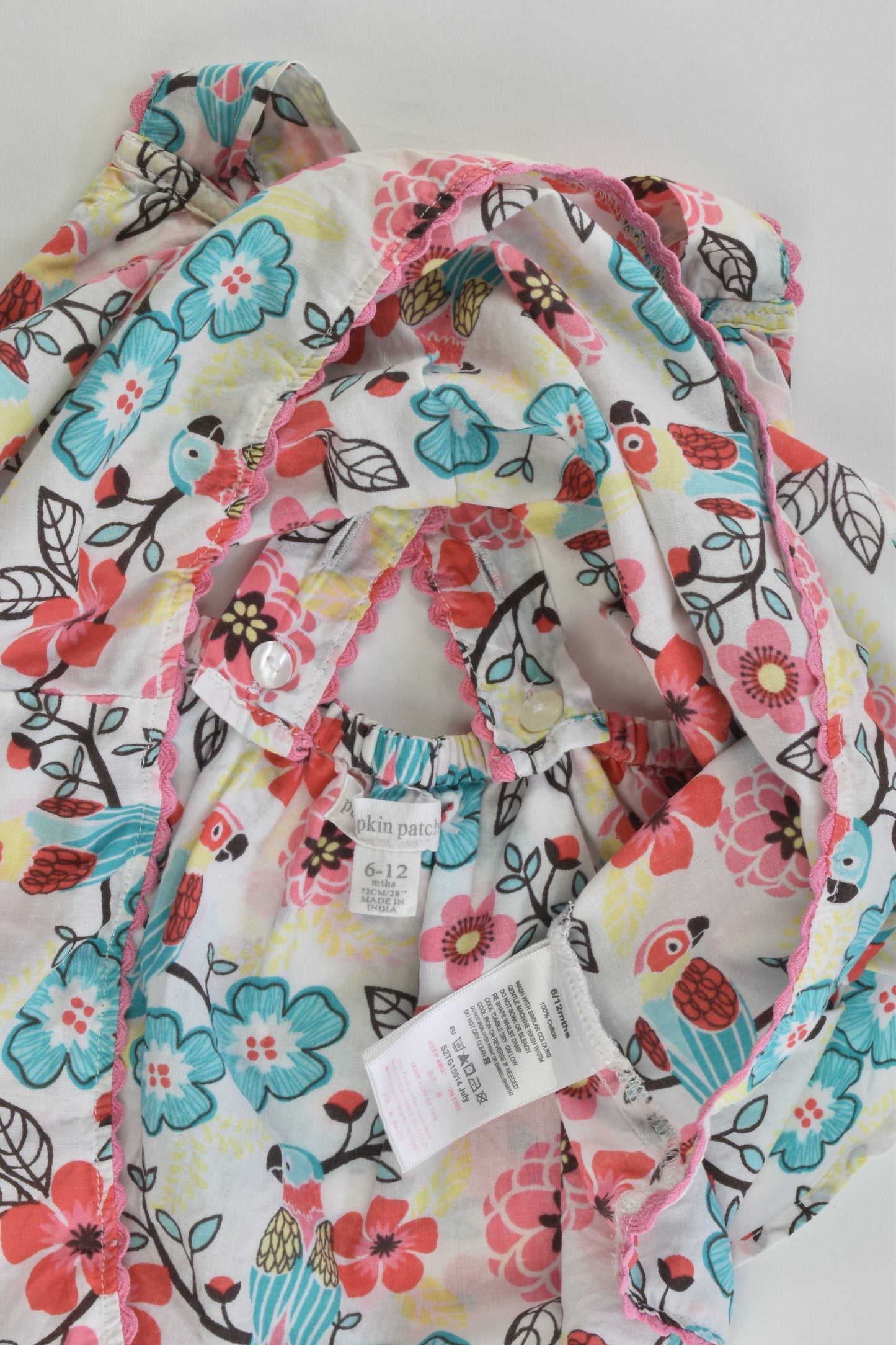 Pumpkin Patch Size 0 (6-12 months) Parrots and Flowers Blouse