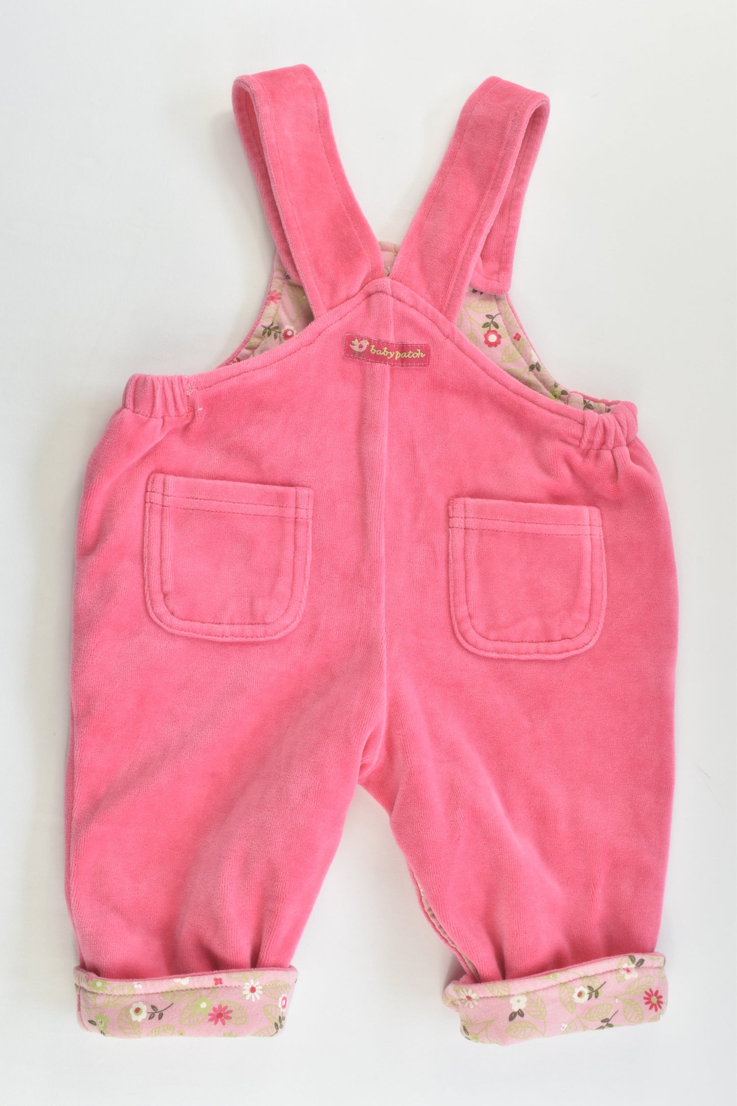 Pumpkin Patch Size 00 (3-6 months) Birds and Flowers Lightly Padded and Lined Velour Overalls
