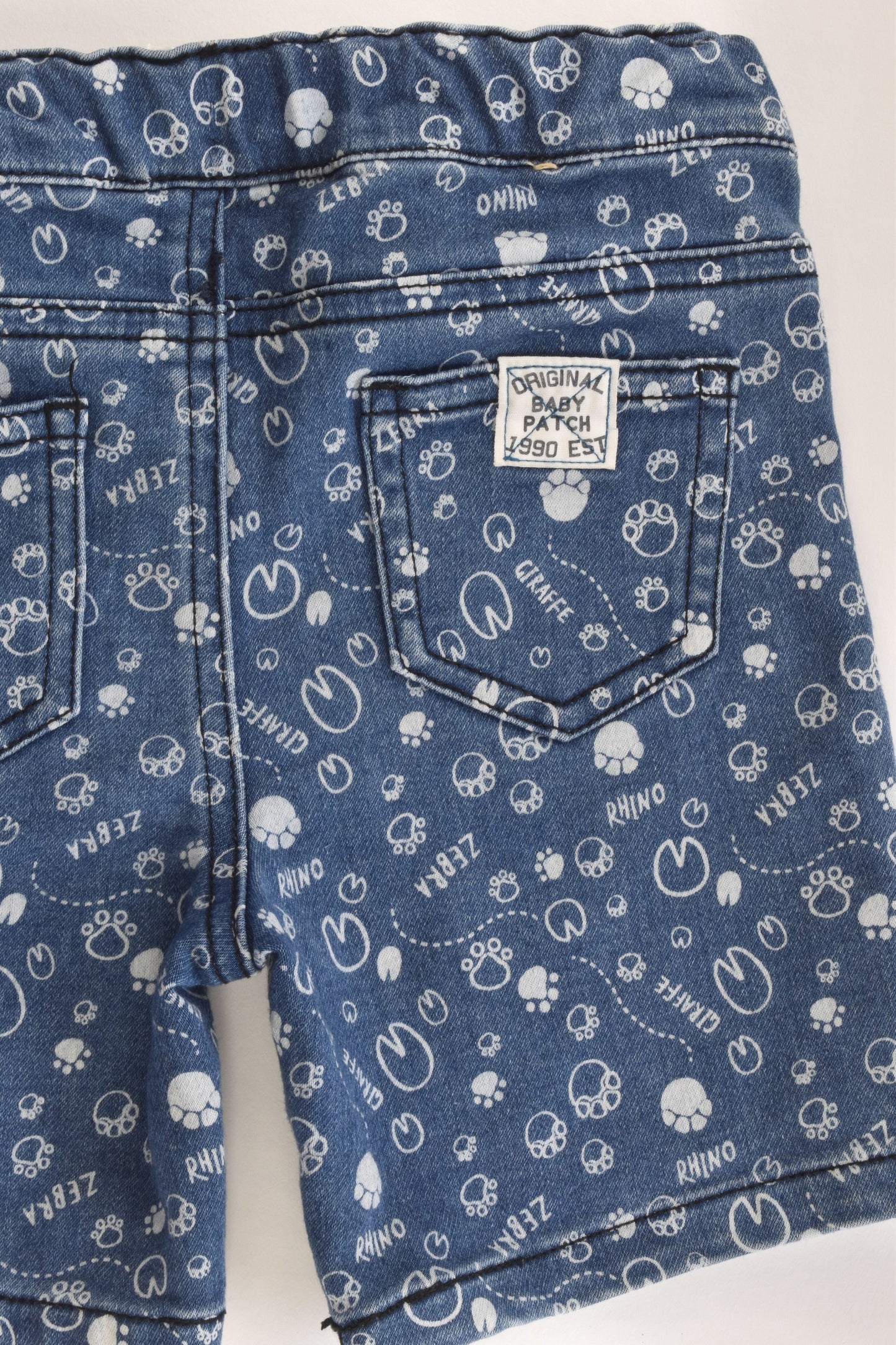 Pumpkin Patch Size 1 (12-18 months) Stretchy Paw Prints Denim Shorts