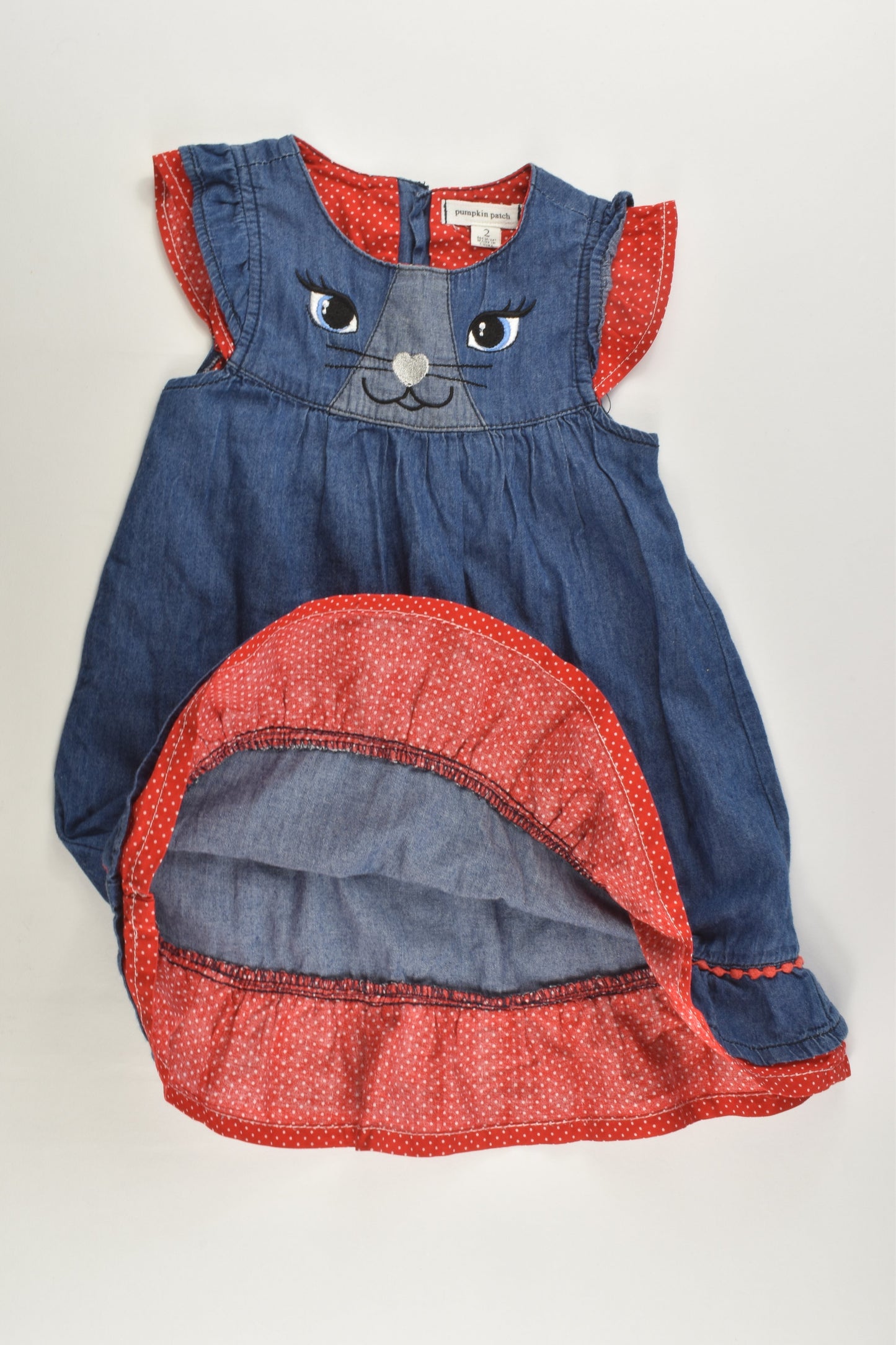 Pumpkin Patch Size 2 Lightweight Cat Denim Dress