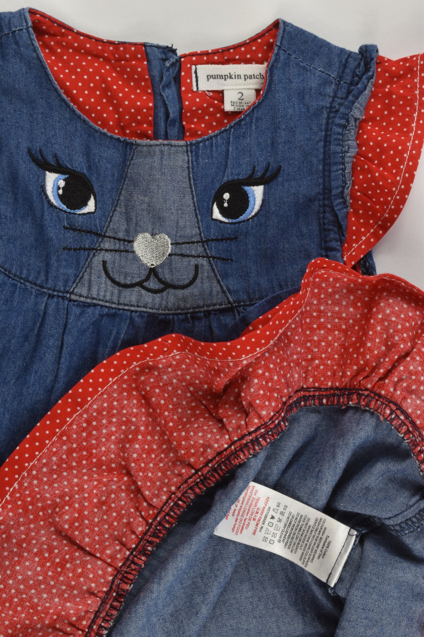 Pumpkin Patch Size 2 Lightweight Cat Denim Dress
