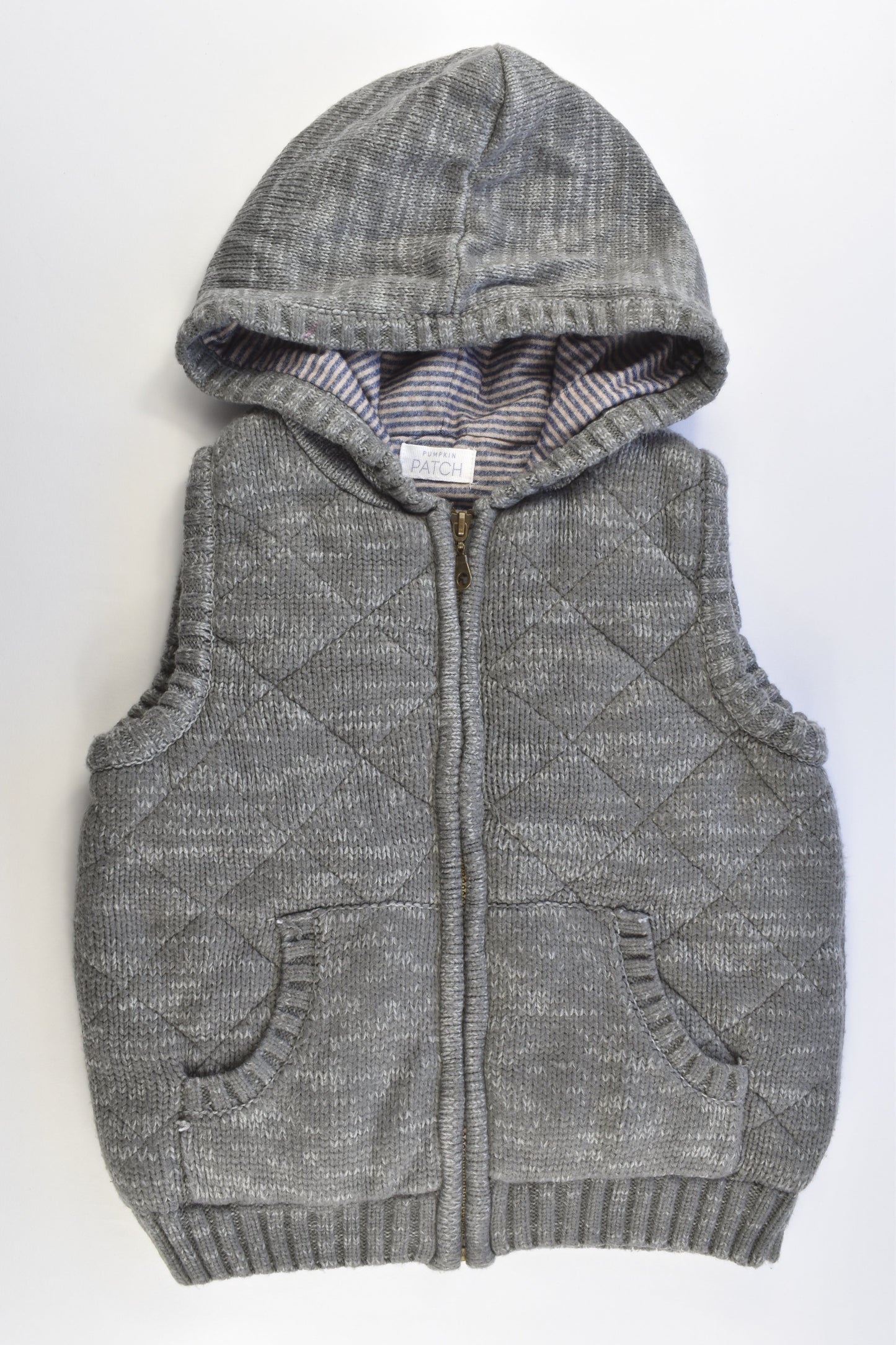 Pumpkin Patch Size 6 Lined Knitted Warm Hooded Vest