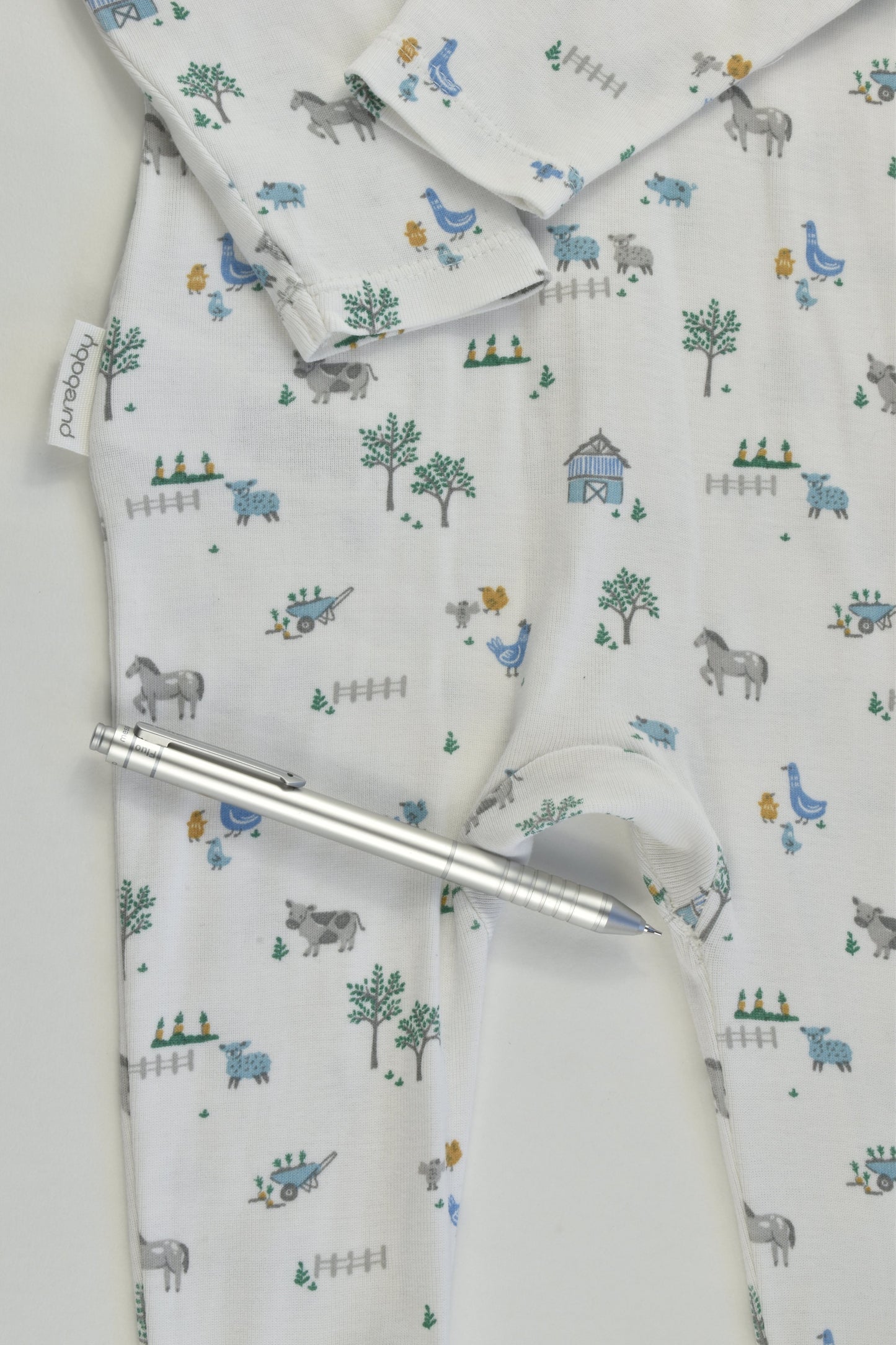 Purebaby Size 00 (3-6 months) Farm Footed Romper