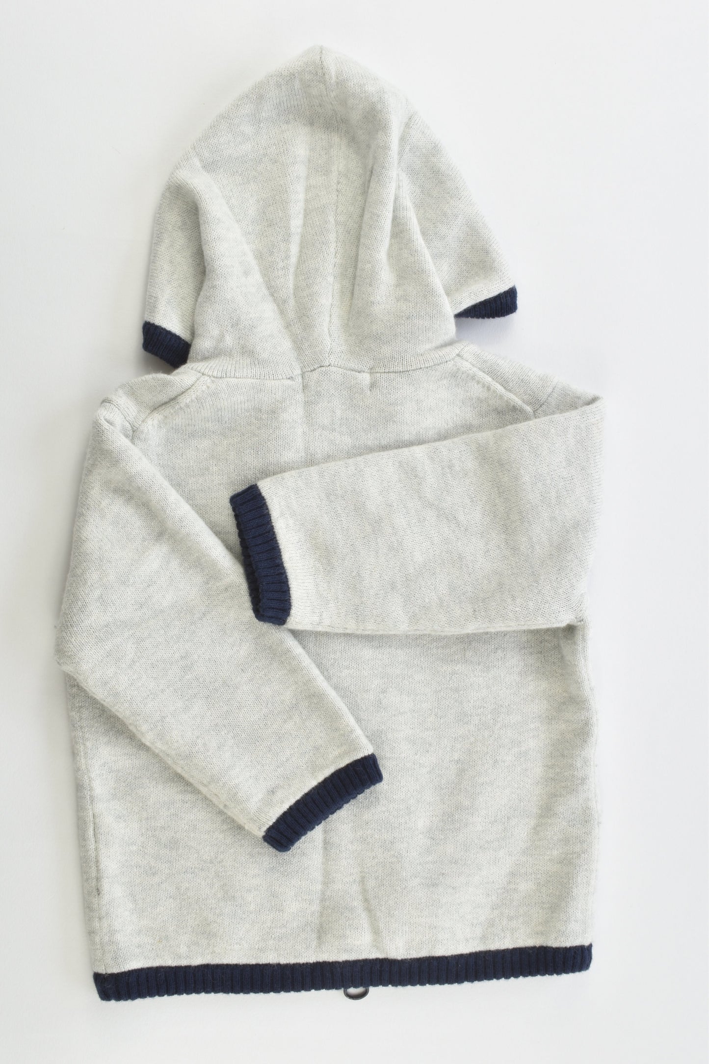 Purebaby Size 00 (3-6 months) Lined Hooded Cotton/Wool Jumper