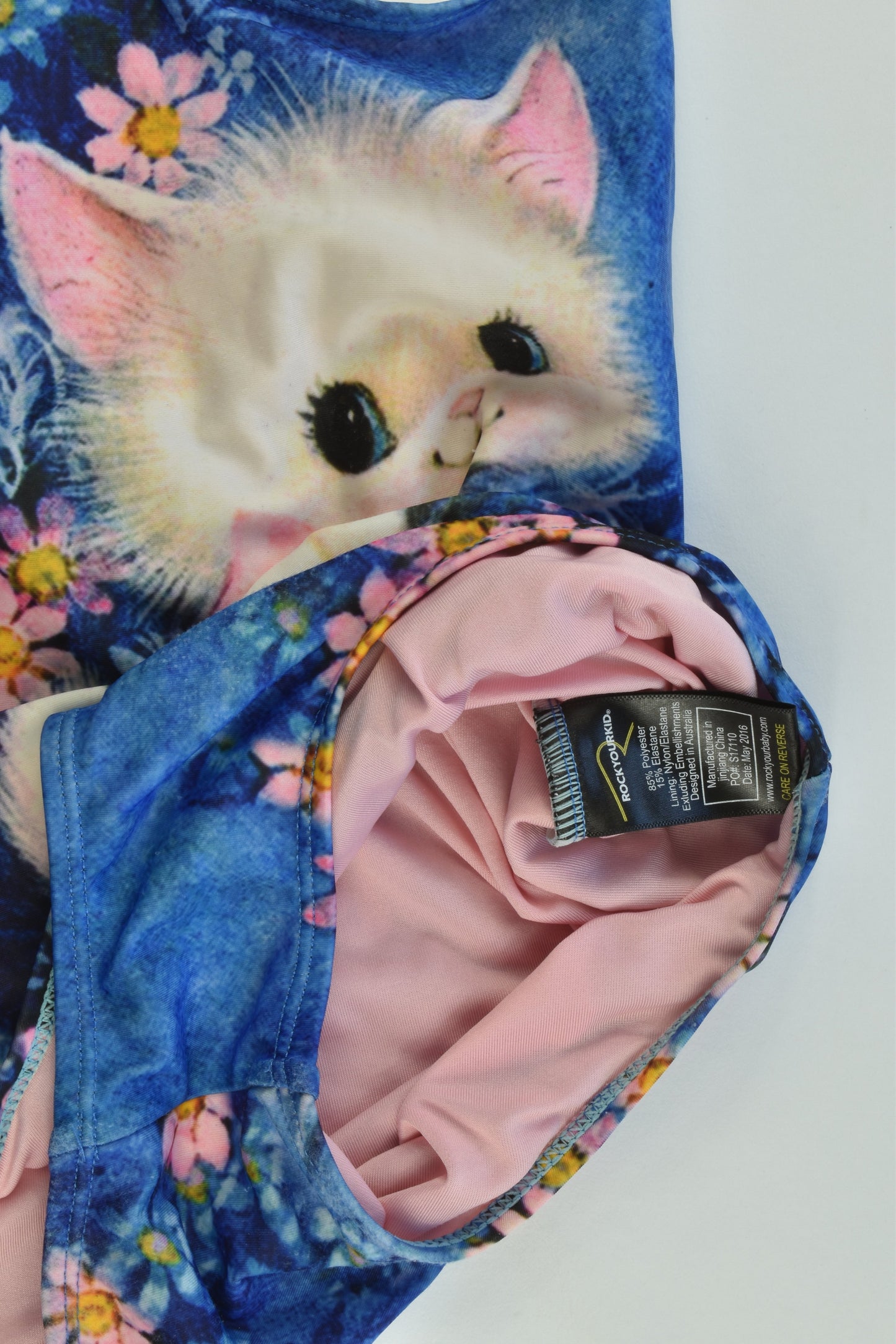 Rock Your Kid Size 8 Lined Kitty Bathers