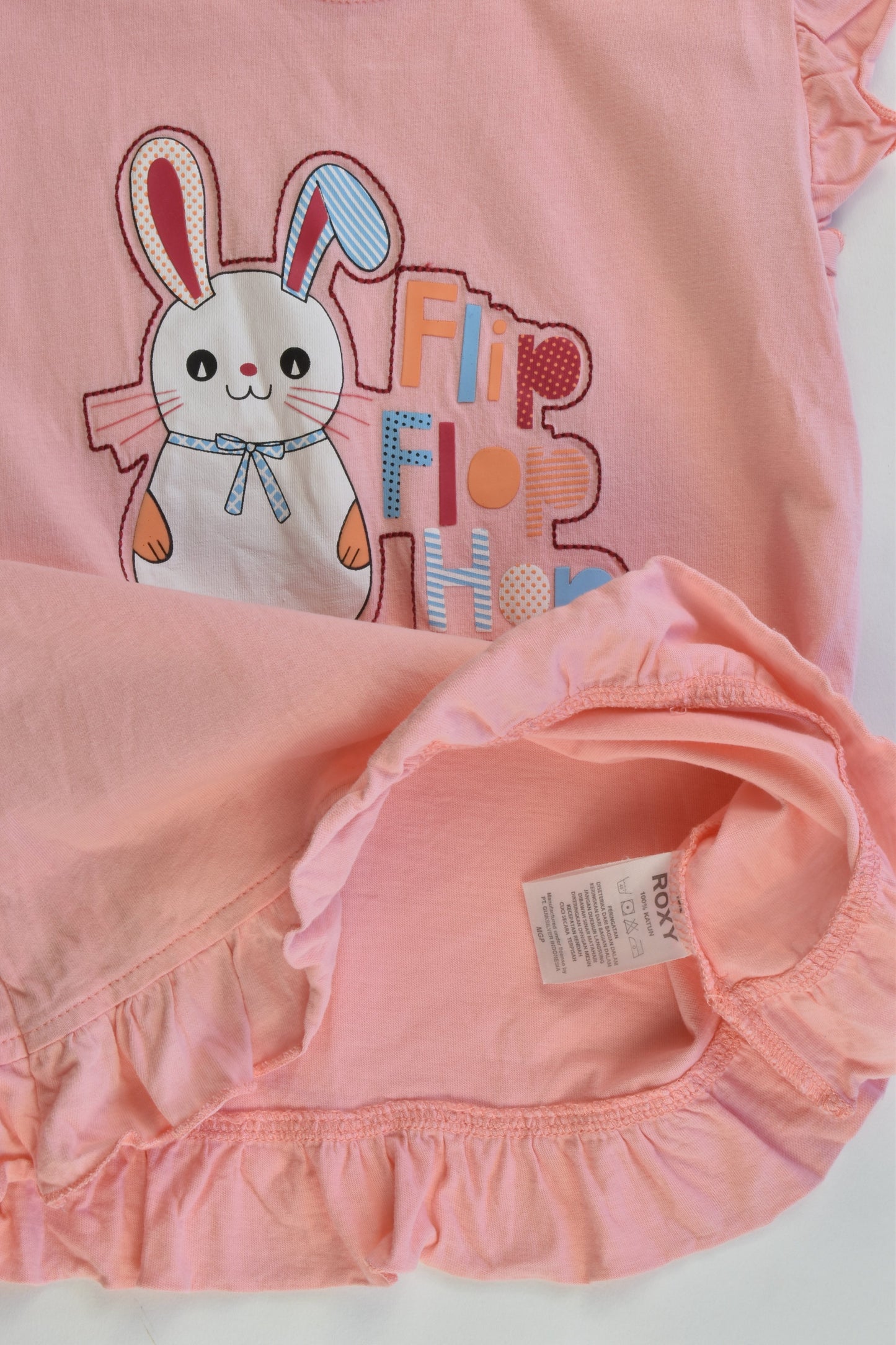 Roxy Size 2 "Flip Flop Hop" Bunny T-shirt