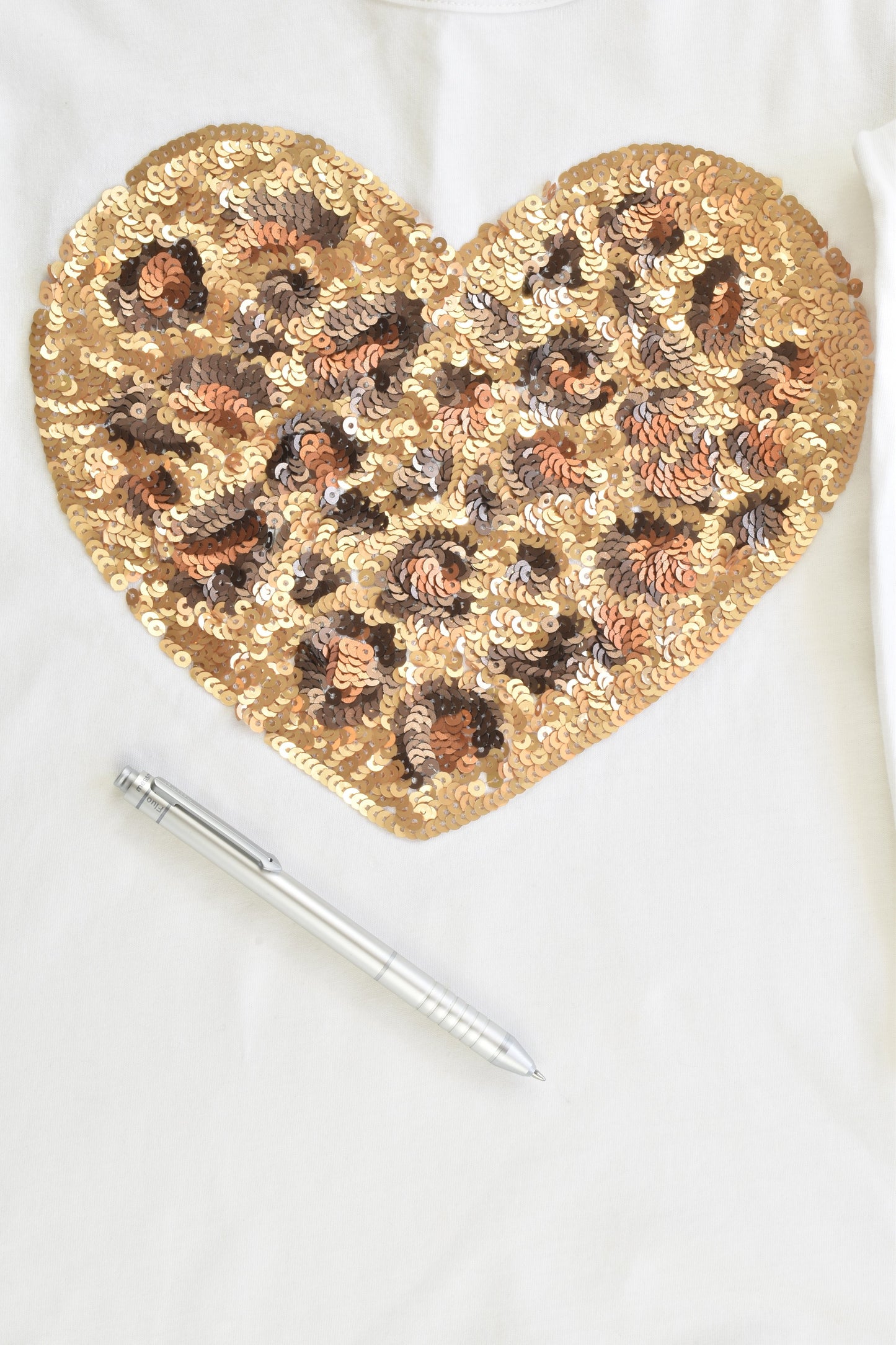 Seed Heritage Size 6-7 Leopard Sequins Heart Top