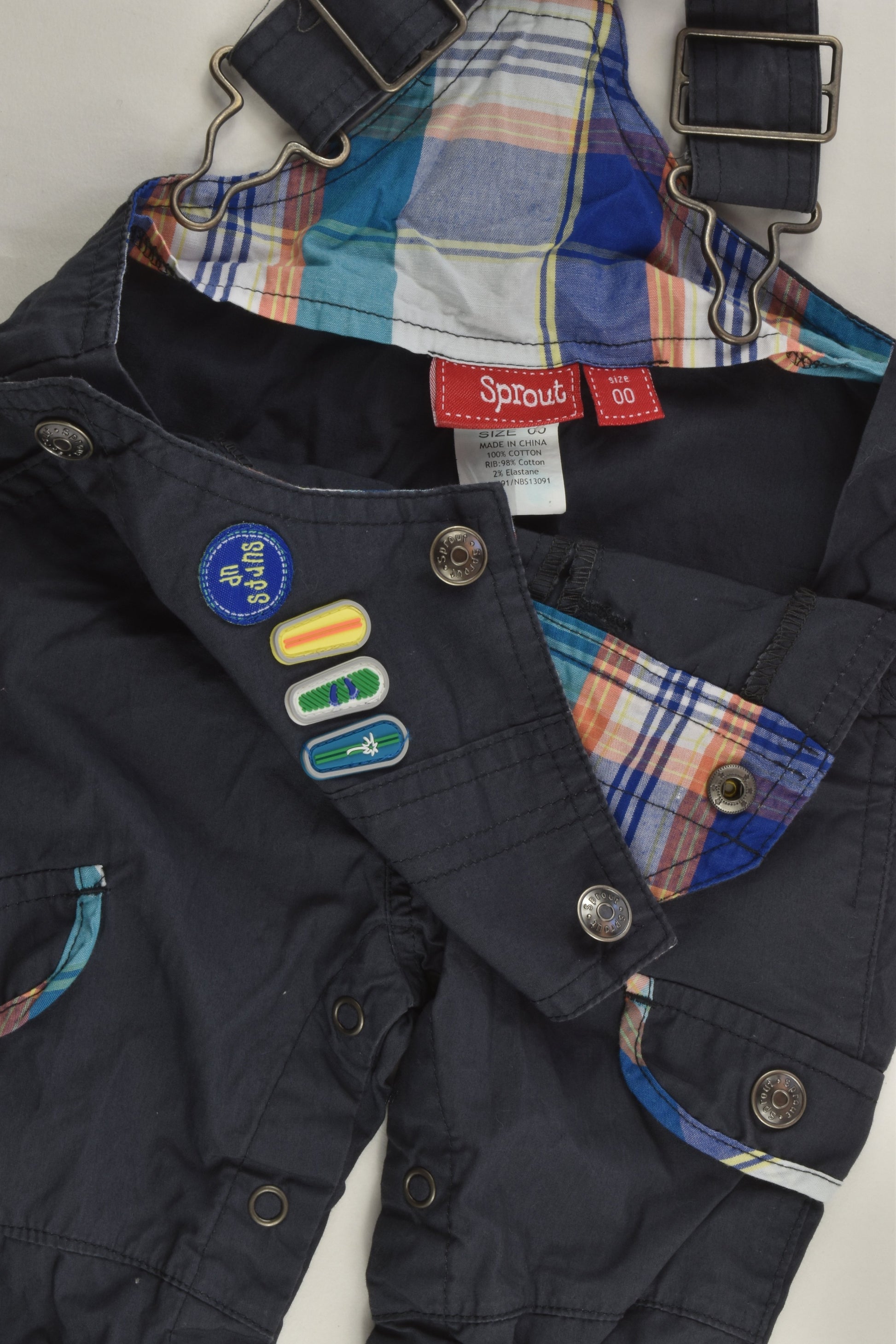 Sprout Size 00 Lightweight 'Surf's Up' Overalls