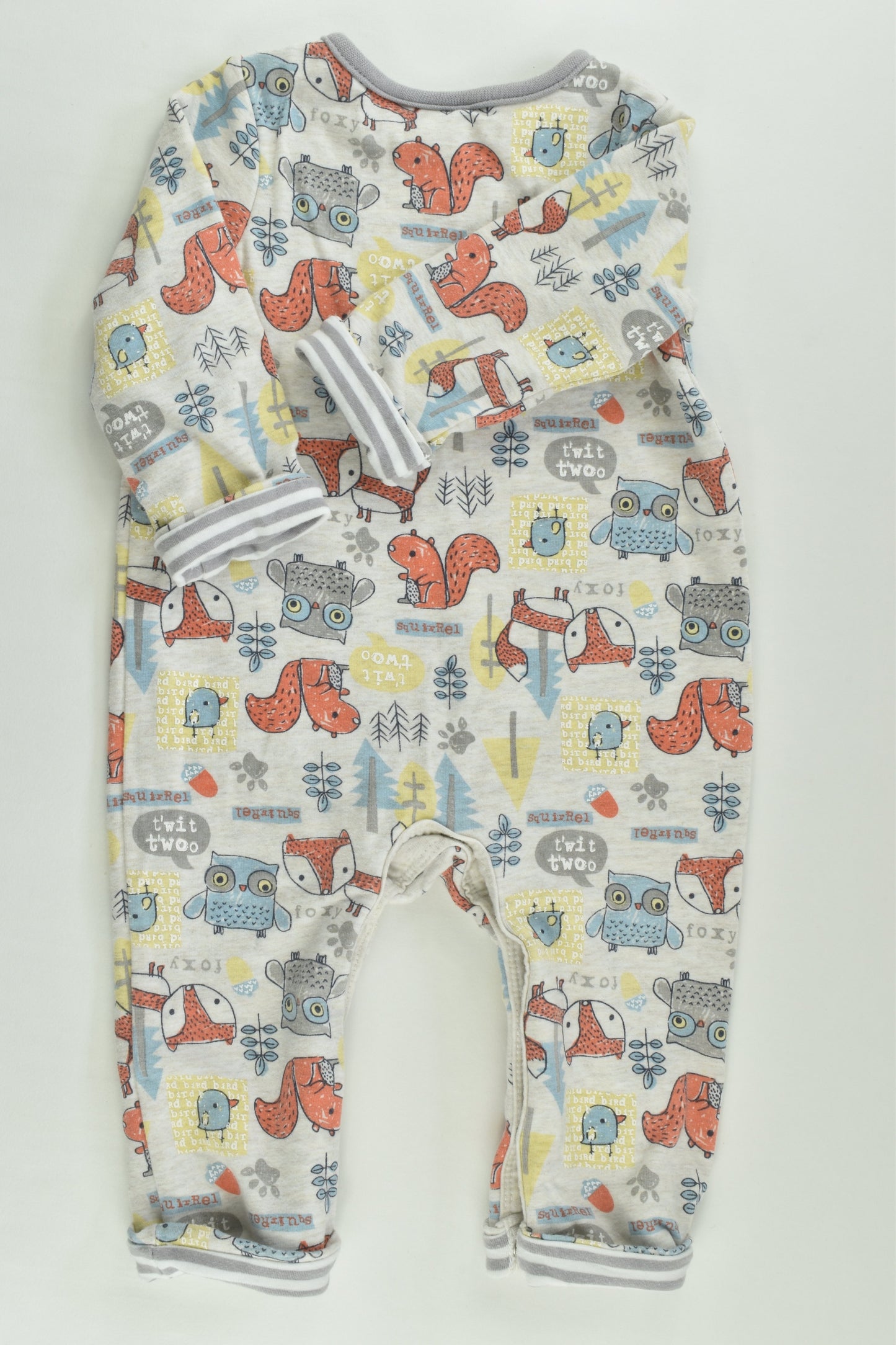 Sprout Size 00 Lined Forest Animals Romper