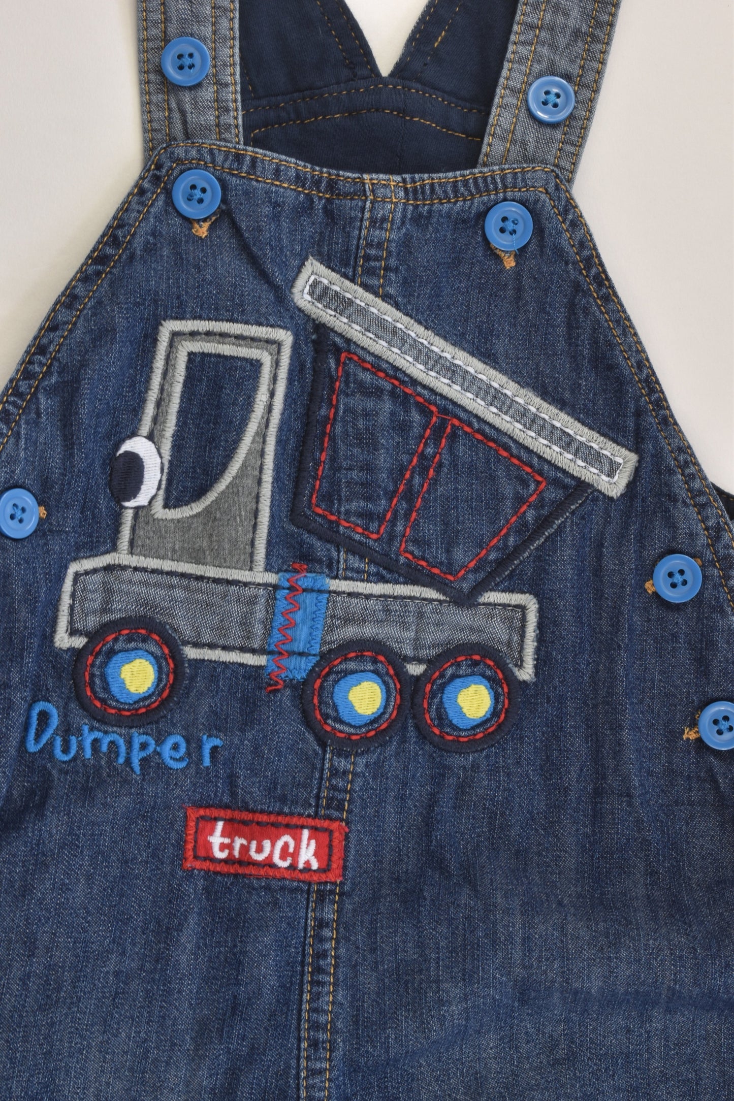 St Bernard Size 0 (9-12 months) Fully Lined Dumper Truck Denim Overalls