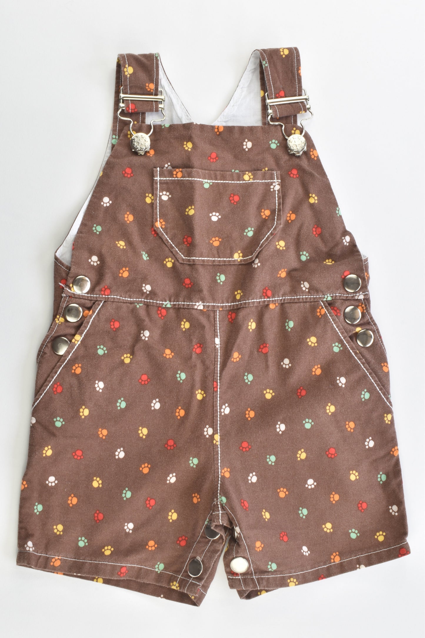 Ted & Toot (Australia) Size 1 Colorful Paw Prints Short Overalls