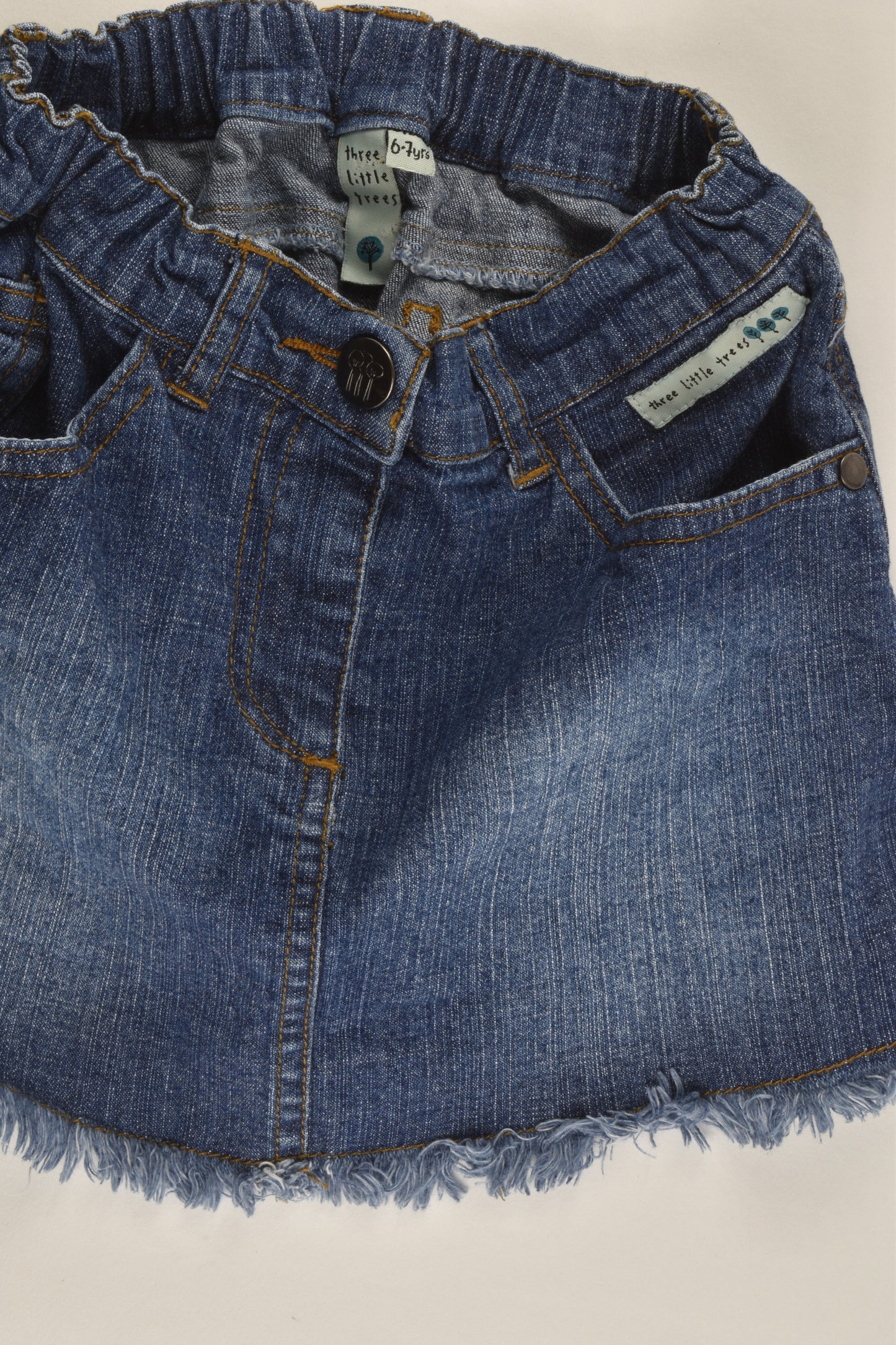Three Little Trees (AU) Size 5-6 Feather Stretchy Denim Skirt