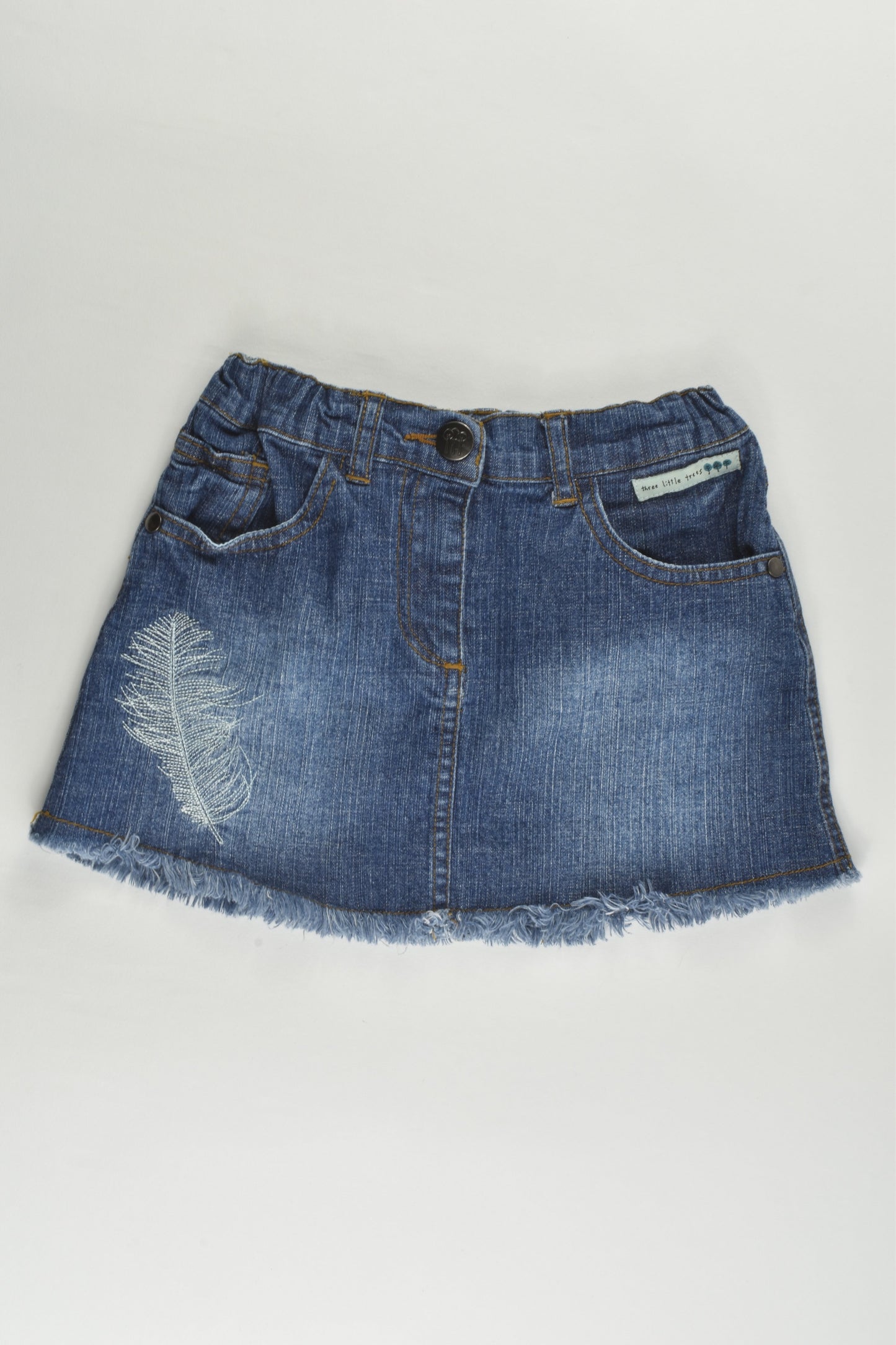 Three Little Trees (AU) Size 5-6 Feather Stretchy Denim Skirt