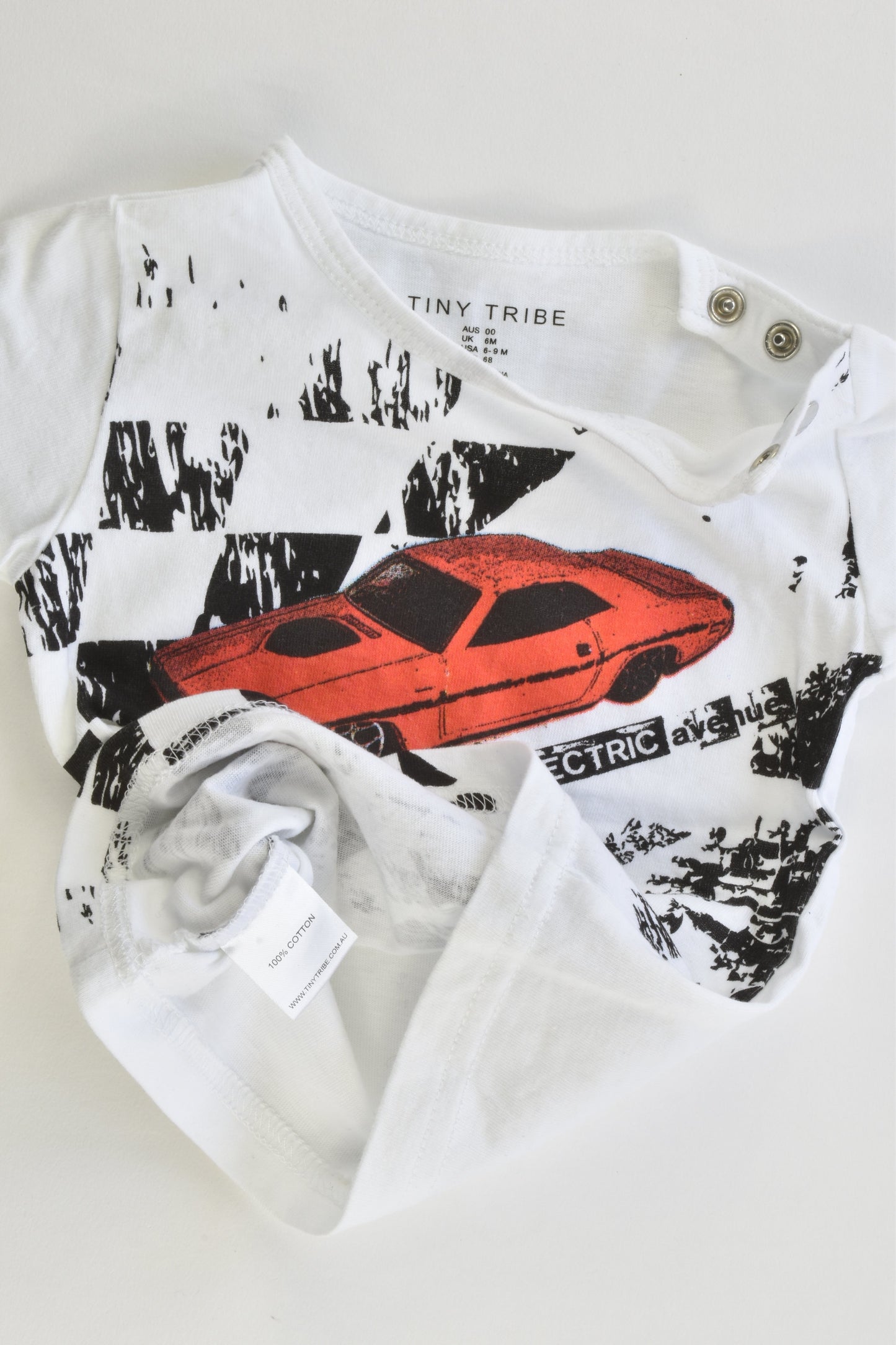 Tiny Tribe (AU) Size 00 (68 cm) 'Rock Down To Electric Avenue' T-shirt