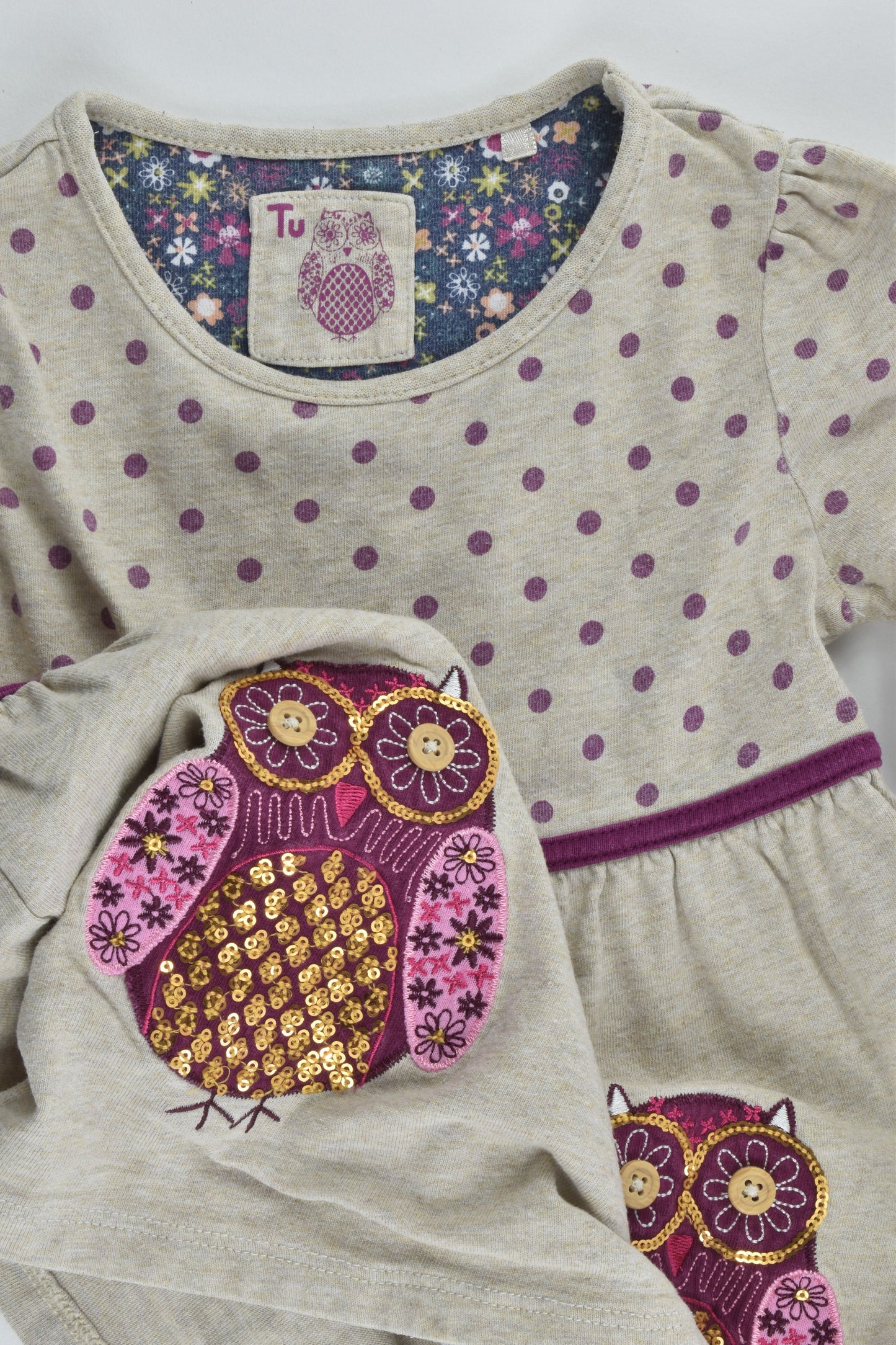 TU Size 2-3 (92-98 cm) Purple Owl Set