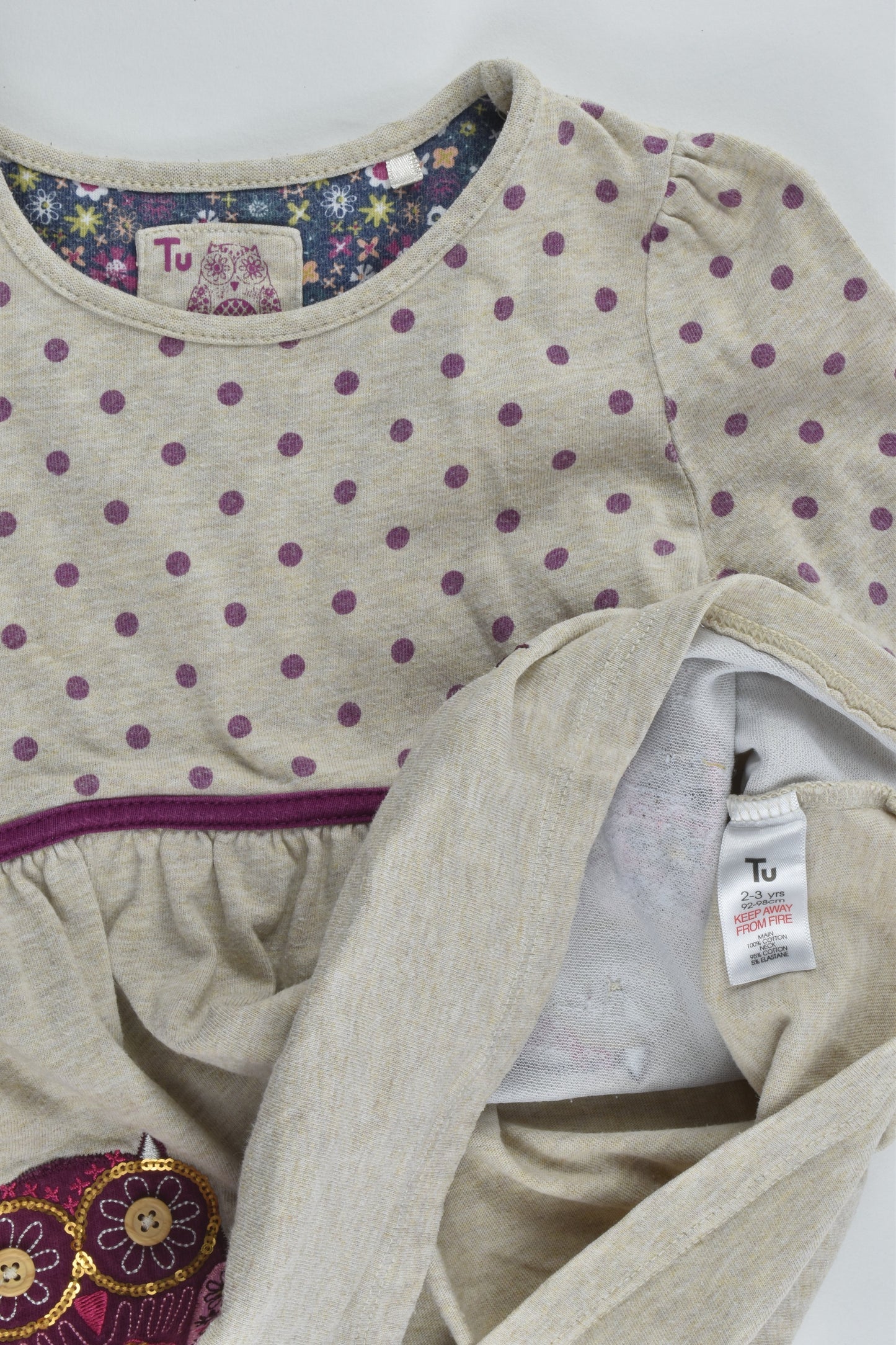 TU Size 2-3 (92-98 cm) Purple Owl Set