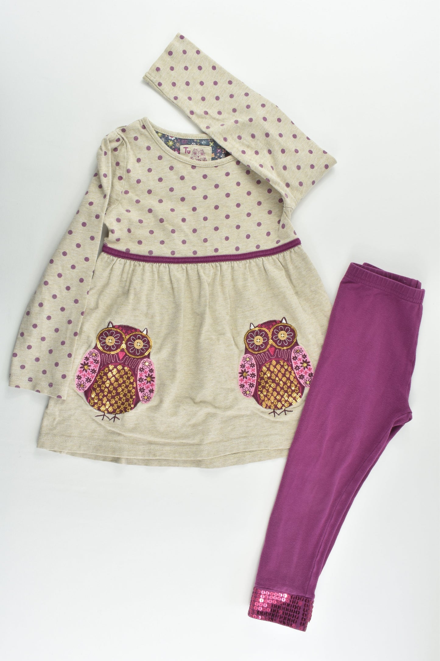 TU Size 2-3 (92-98 cm) Purple Owl Set