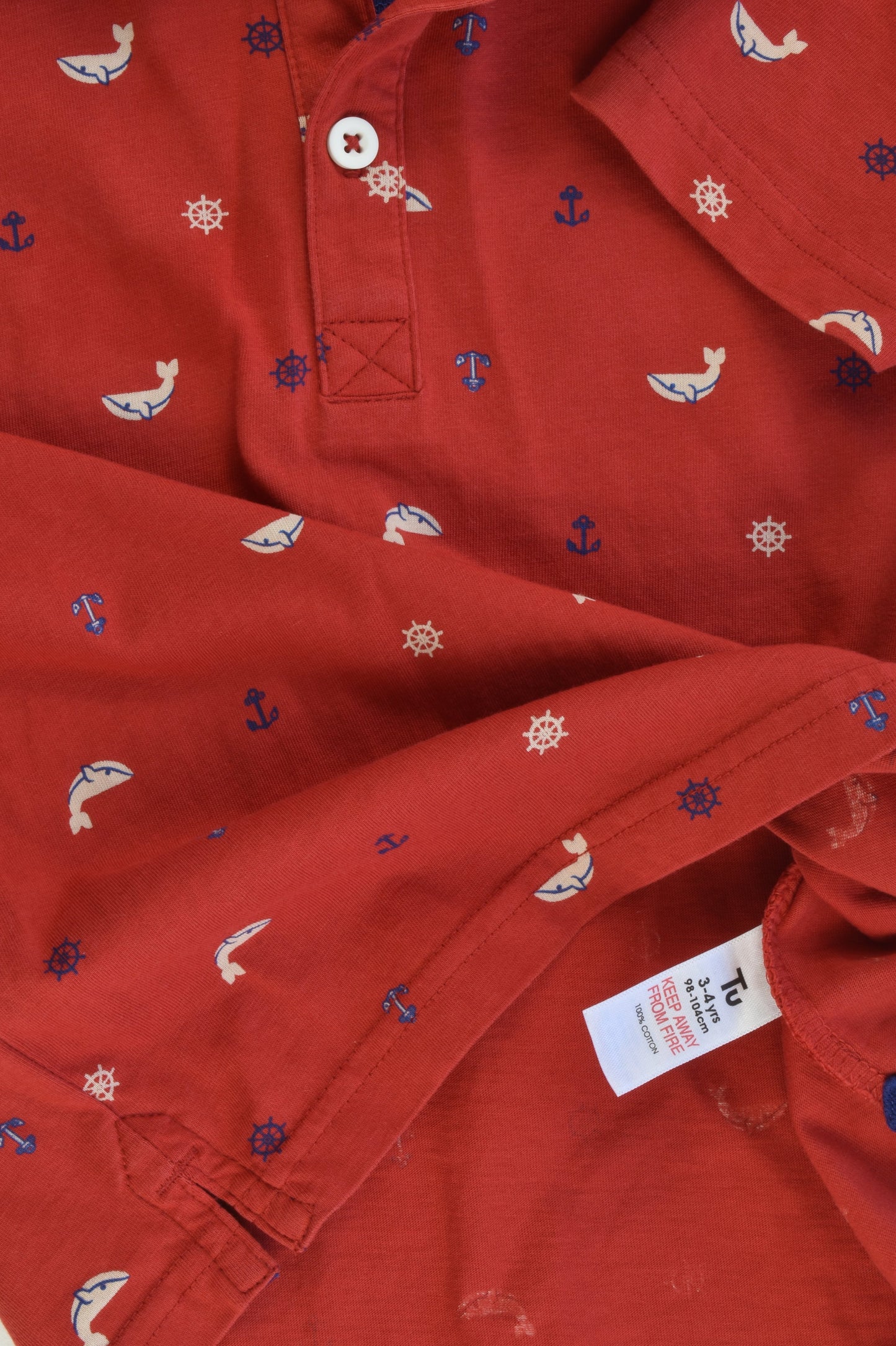 TU Size 3-4 Collared Sea Themed T-shirt