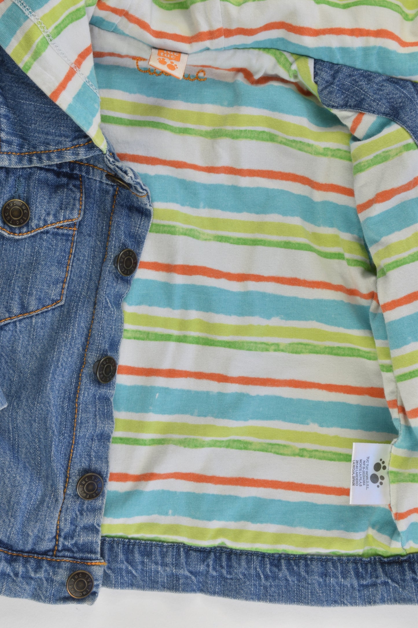 Tuc Tuc Size 0 (9 months, 71 cm) Lined Hooded Denim Jacket
