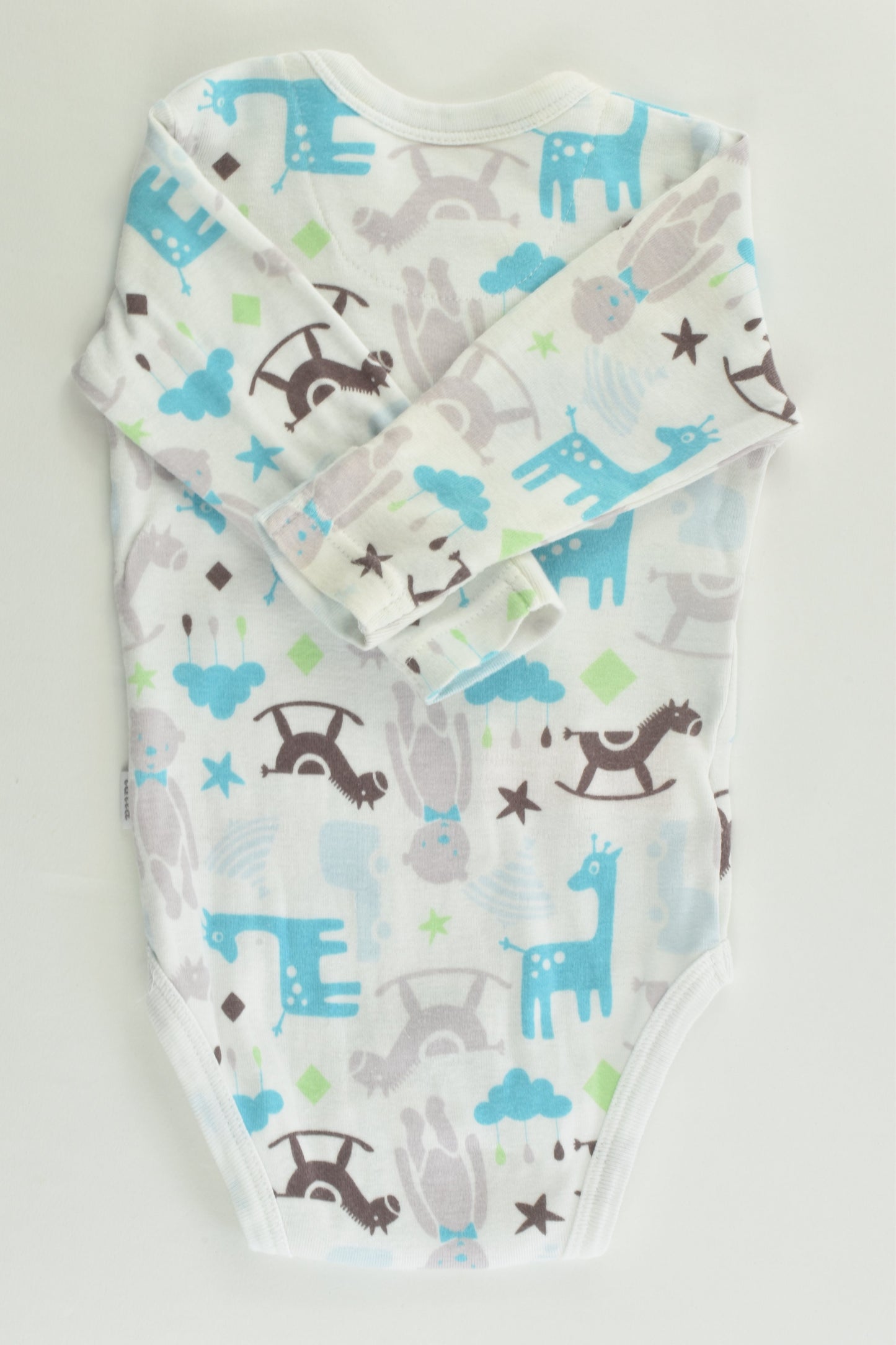 Tutta (Finland) Size 000 (56 cm) Rocking Horse and Teddy Blue Mix Bodysuit