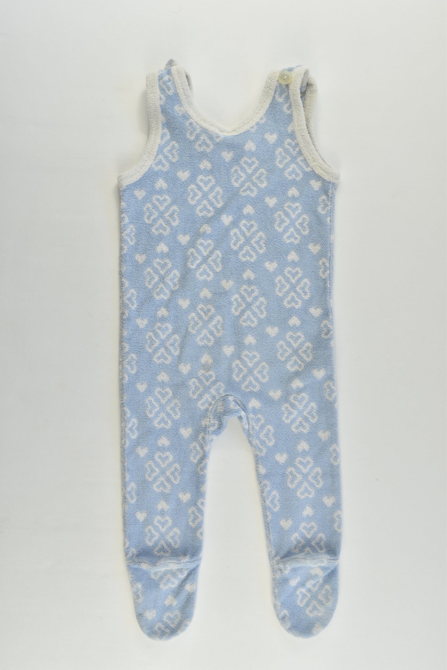 Tutta (Finland) Size 000 Vintage Love Hearts Footed Terry Overalls