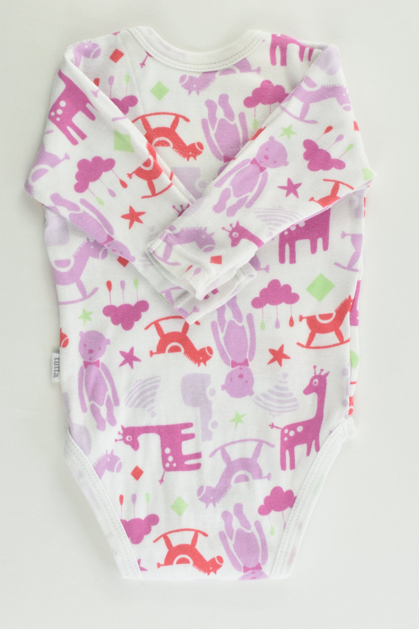 Tutta (Finland) Size 0000 (50 cm) Rocking Horse and Teddy Purple Mix Bodysuit