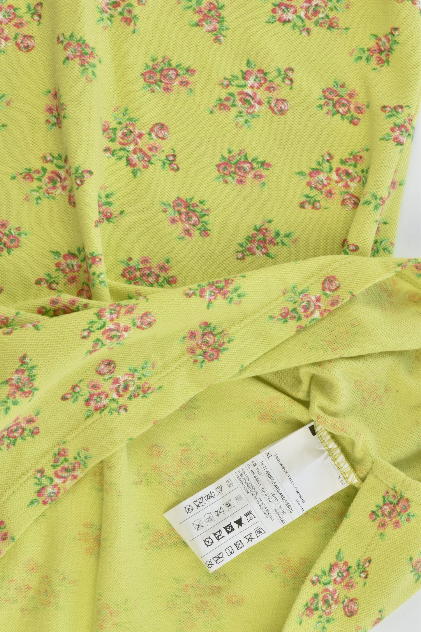 United Colors of Benetton Size 10-11 Floral Long Polo Shirt