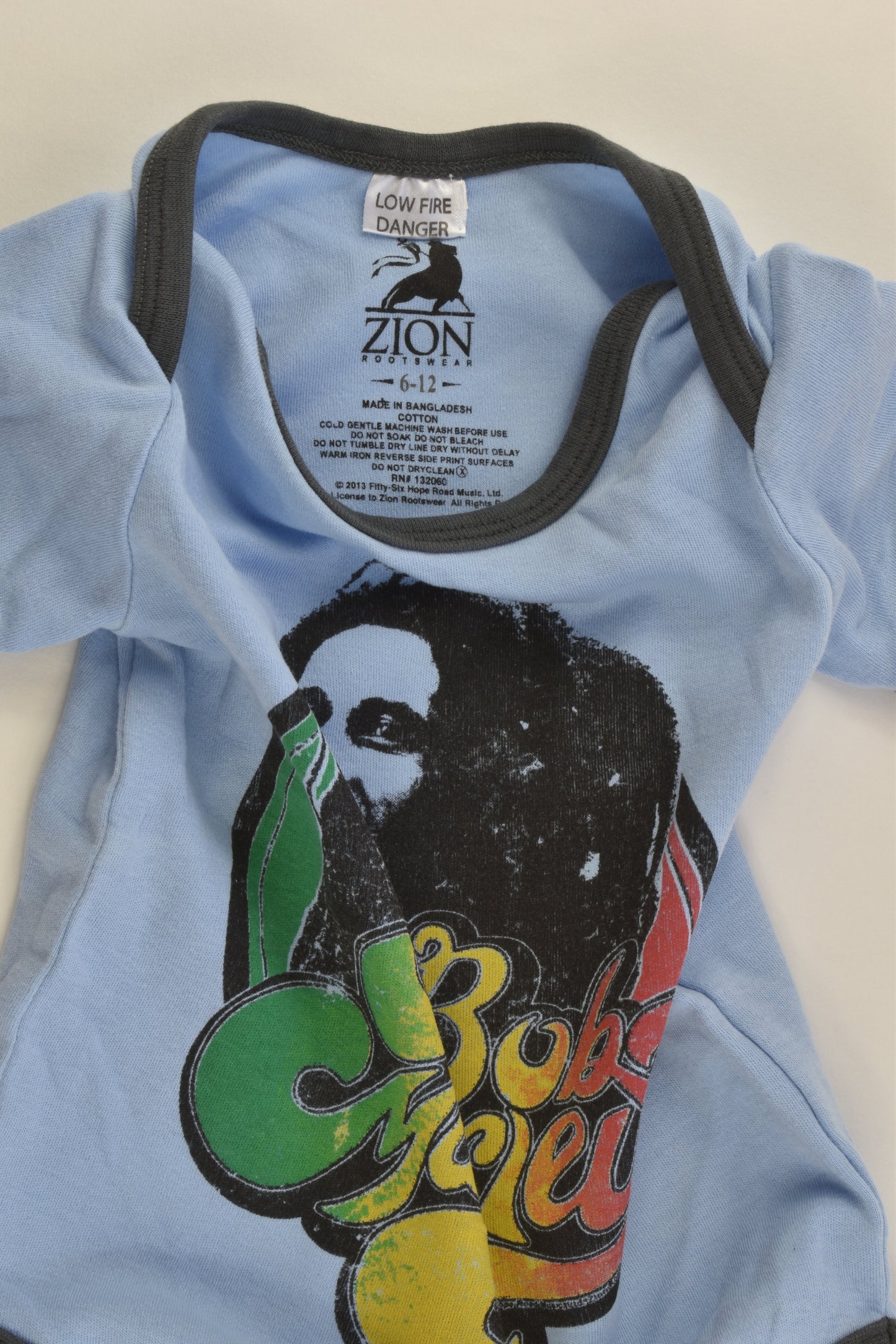 Zion Rootswear Size 0 (6-12 months) Bob Marley Bodysuit