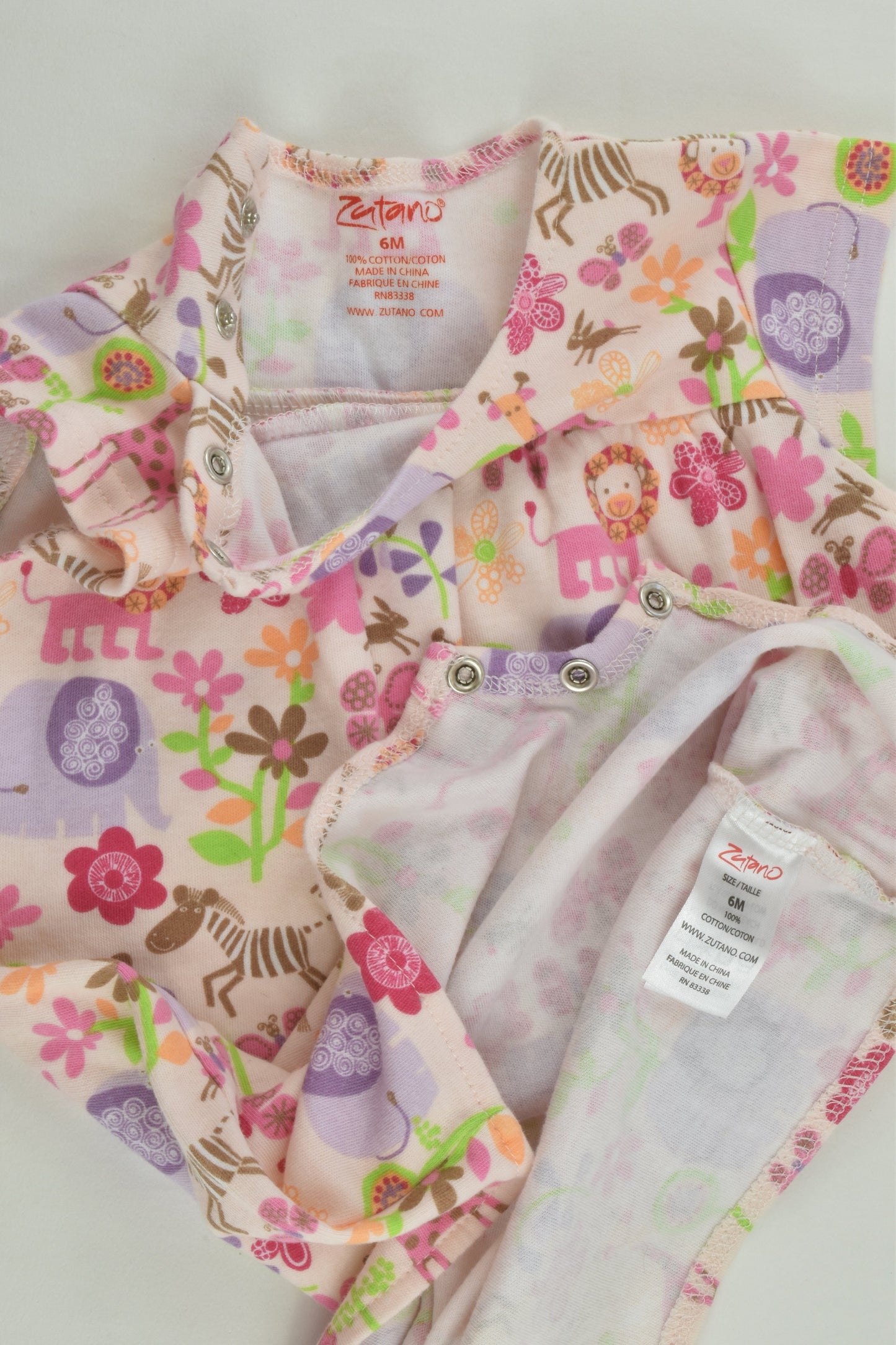 Zutano Size 00 (6 months) Colourful Animals Short Romper