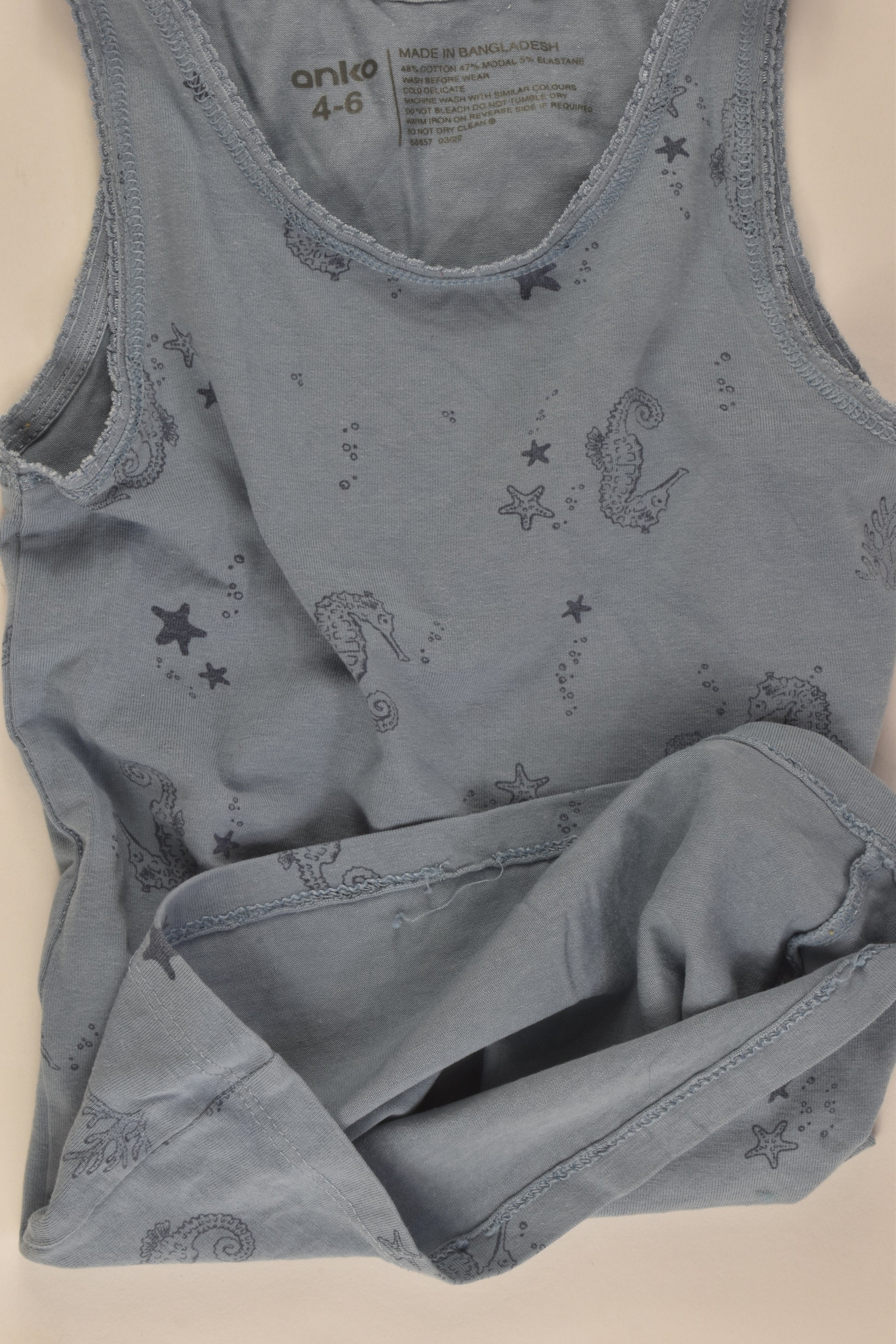 Anko Size 4-6 Seahorse Singlet