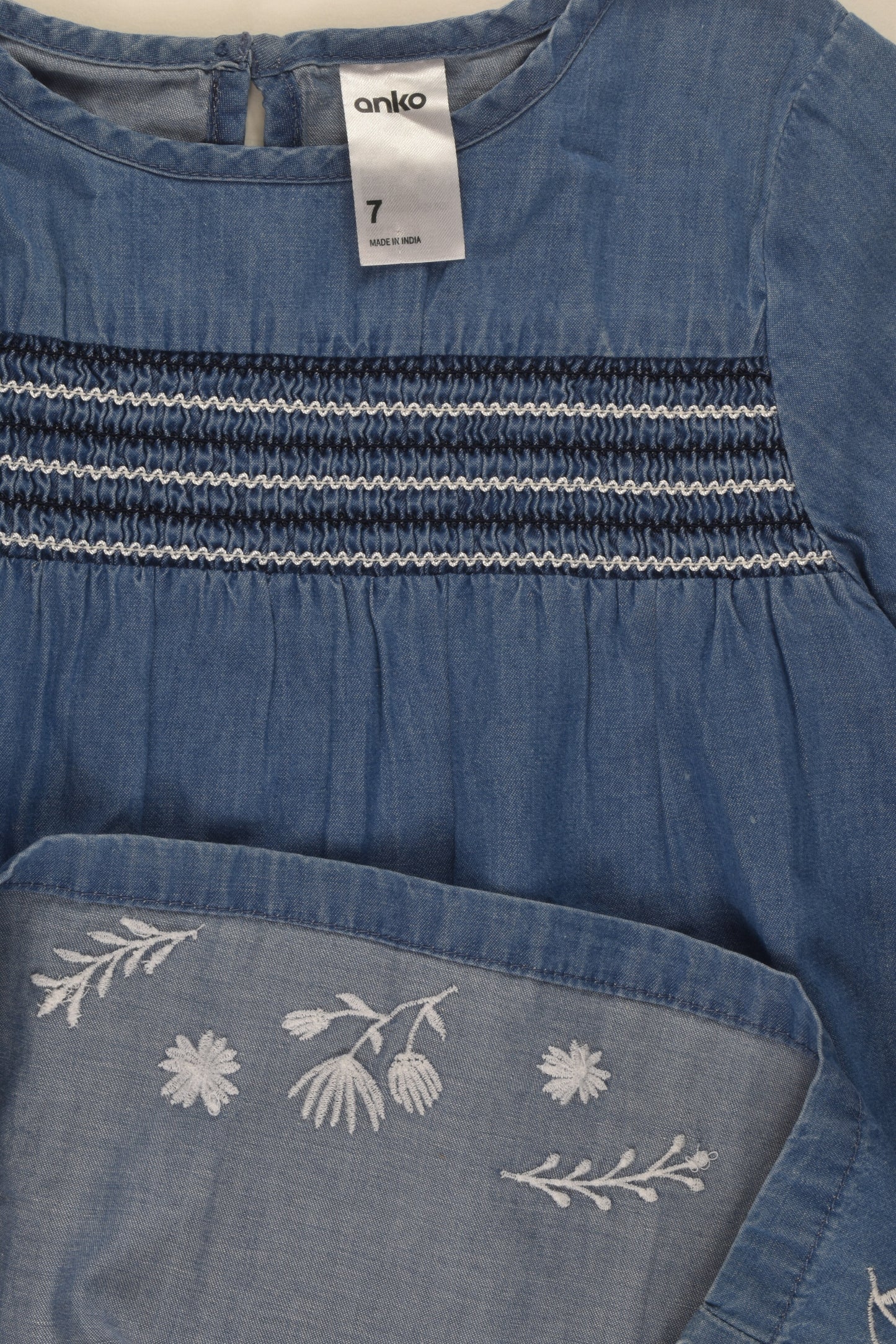 Anko Size 7 Denim Blouse with Embroidery