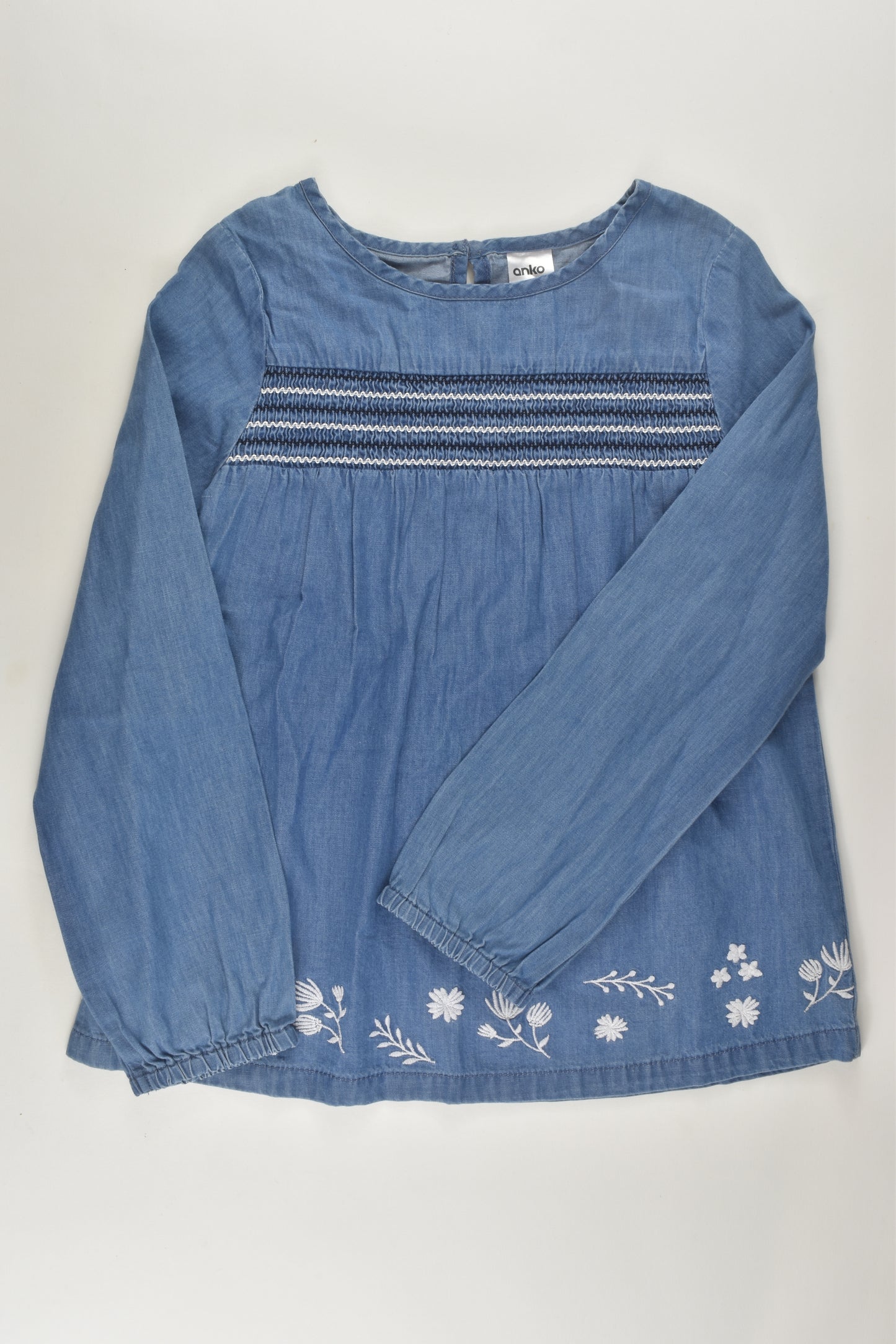 Anko Size 7 Denim Blouse with Embroidery