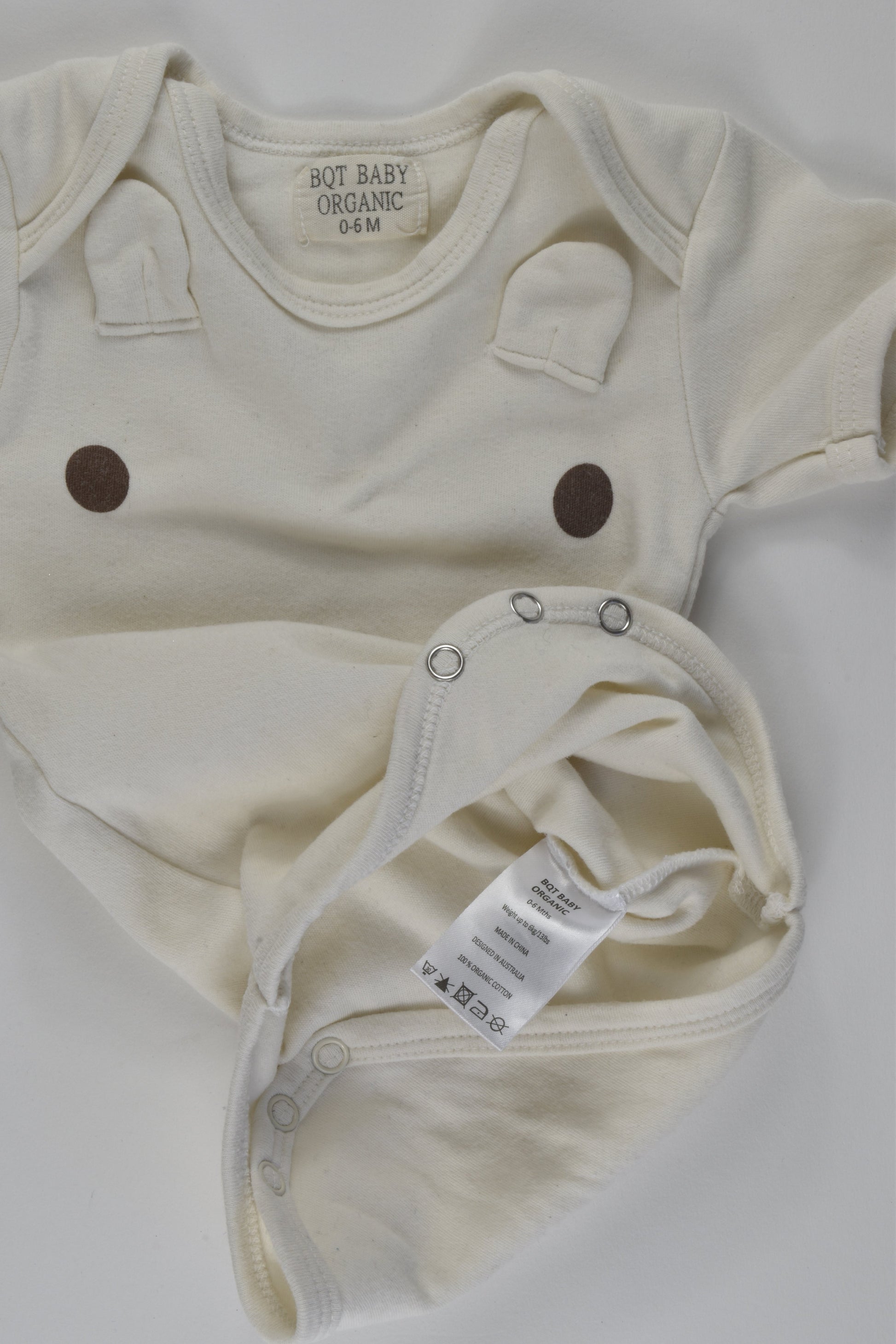 BQT Size 000-00 Organic Bear Bodysuit
