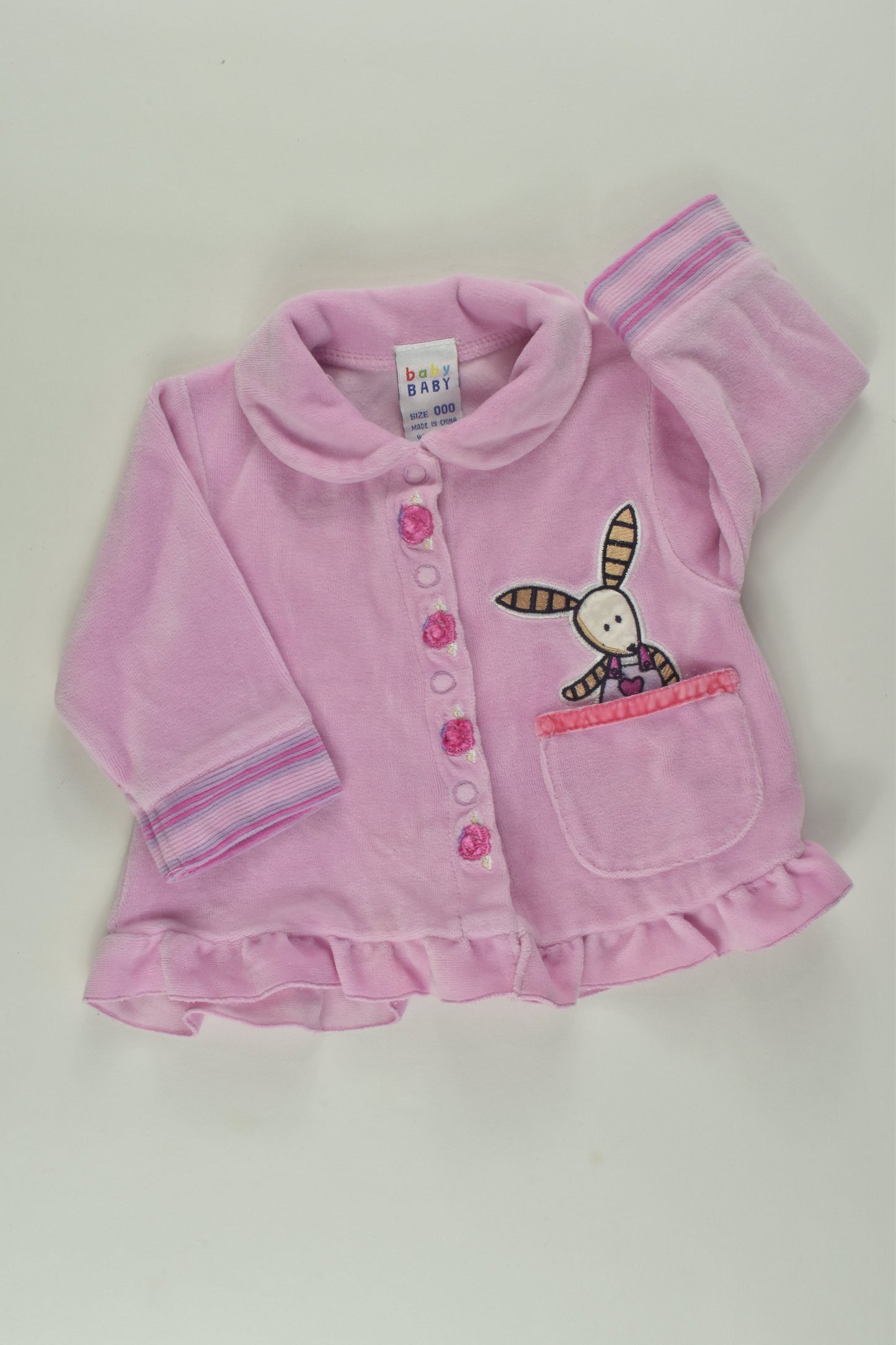 Baby Baby Size 000 Bunny Pocket Velour Jumper