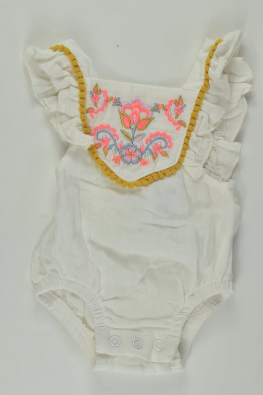 Baby Baby Size 0000 Muslin Embroidery Bubble Romper