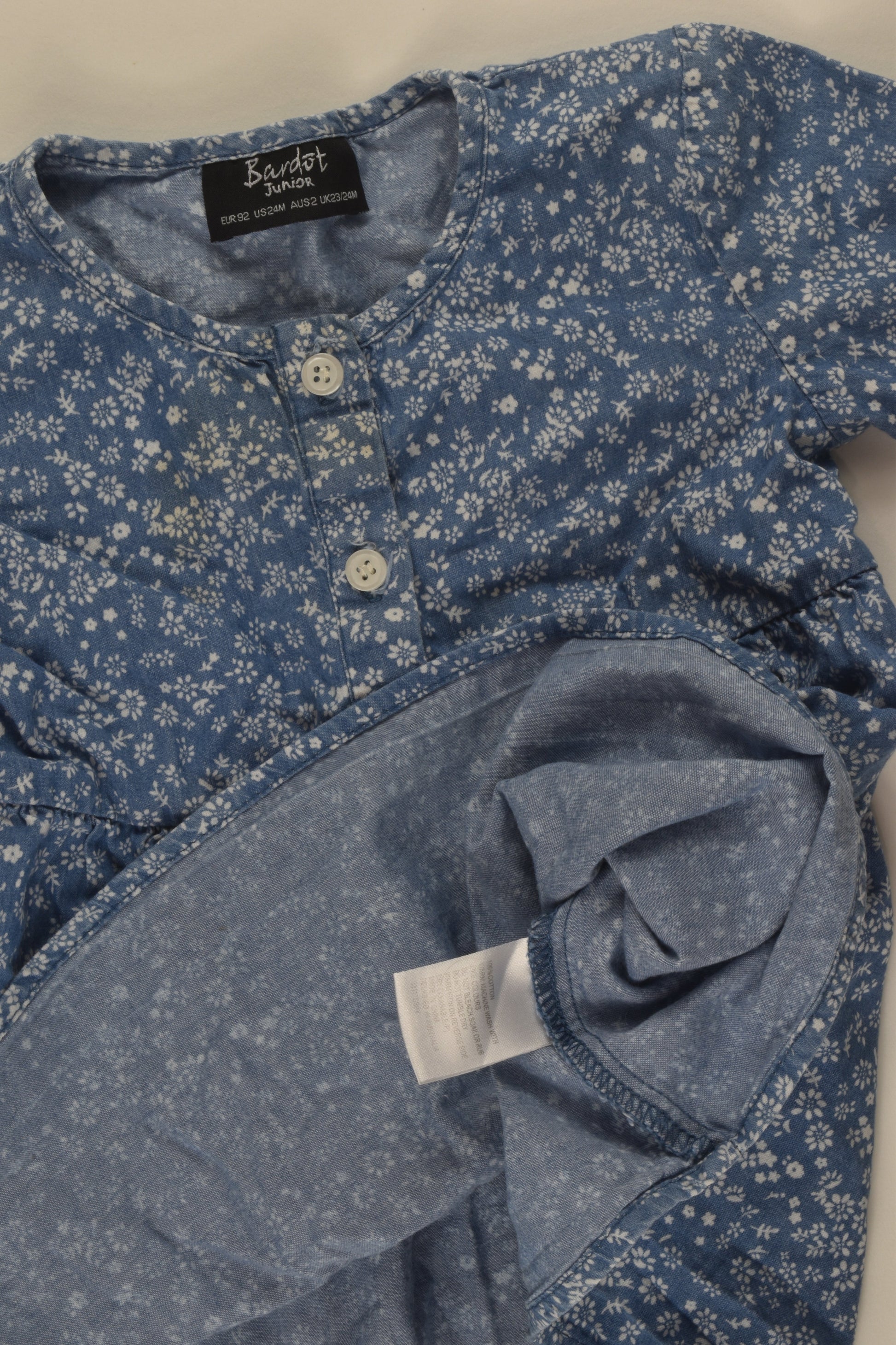 Bardot Junior Size 2 Lightweight Denim Blouse/Tunic