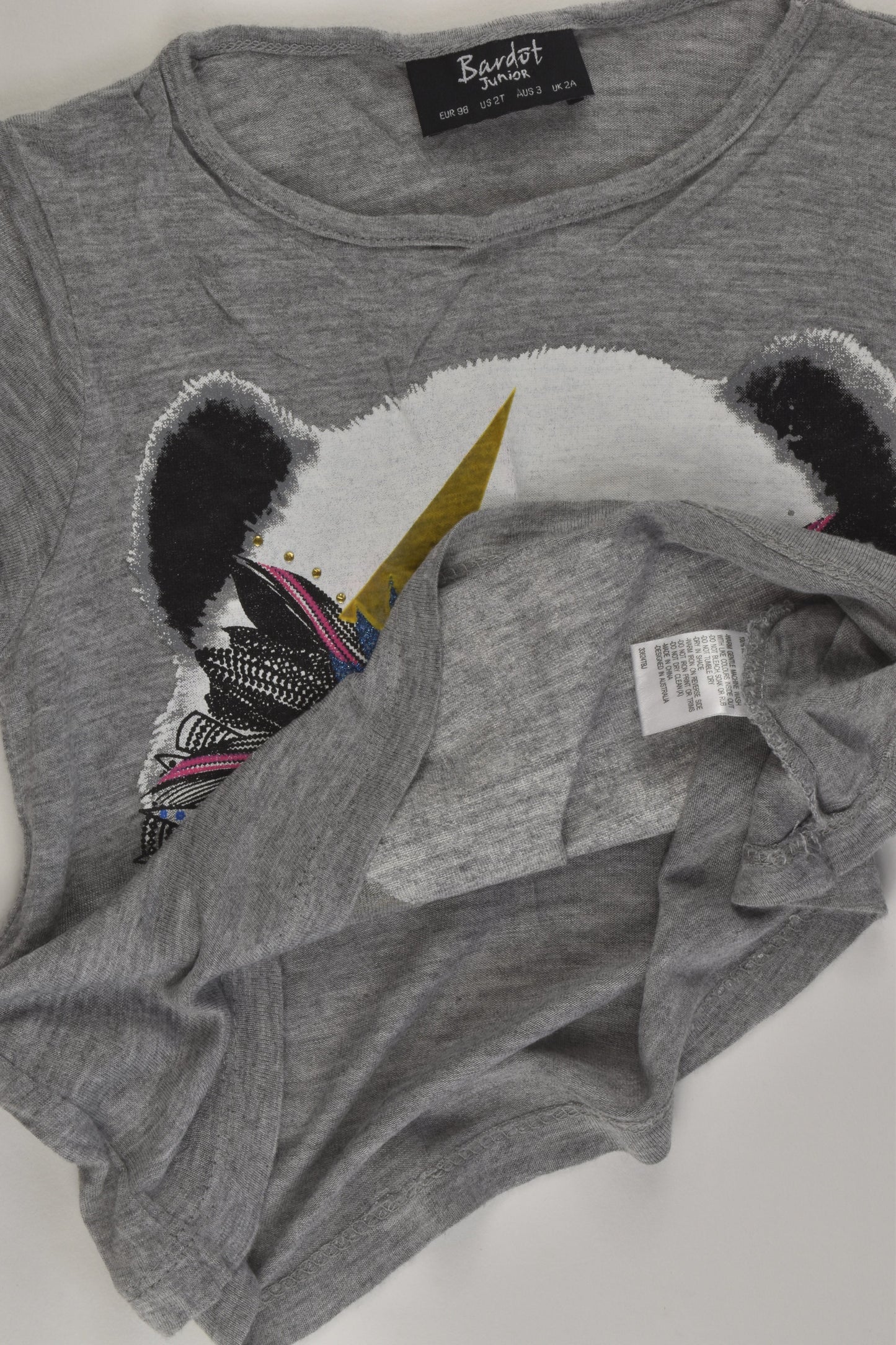 Bardot Junior Size 2 Panda T-shirt