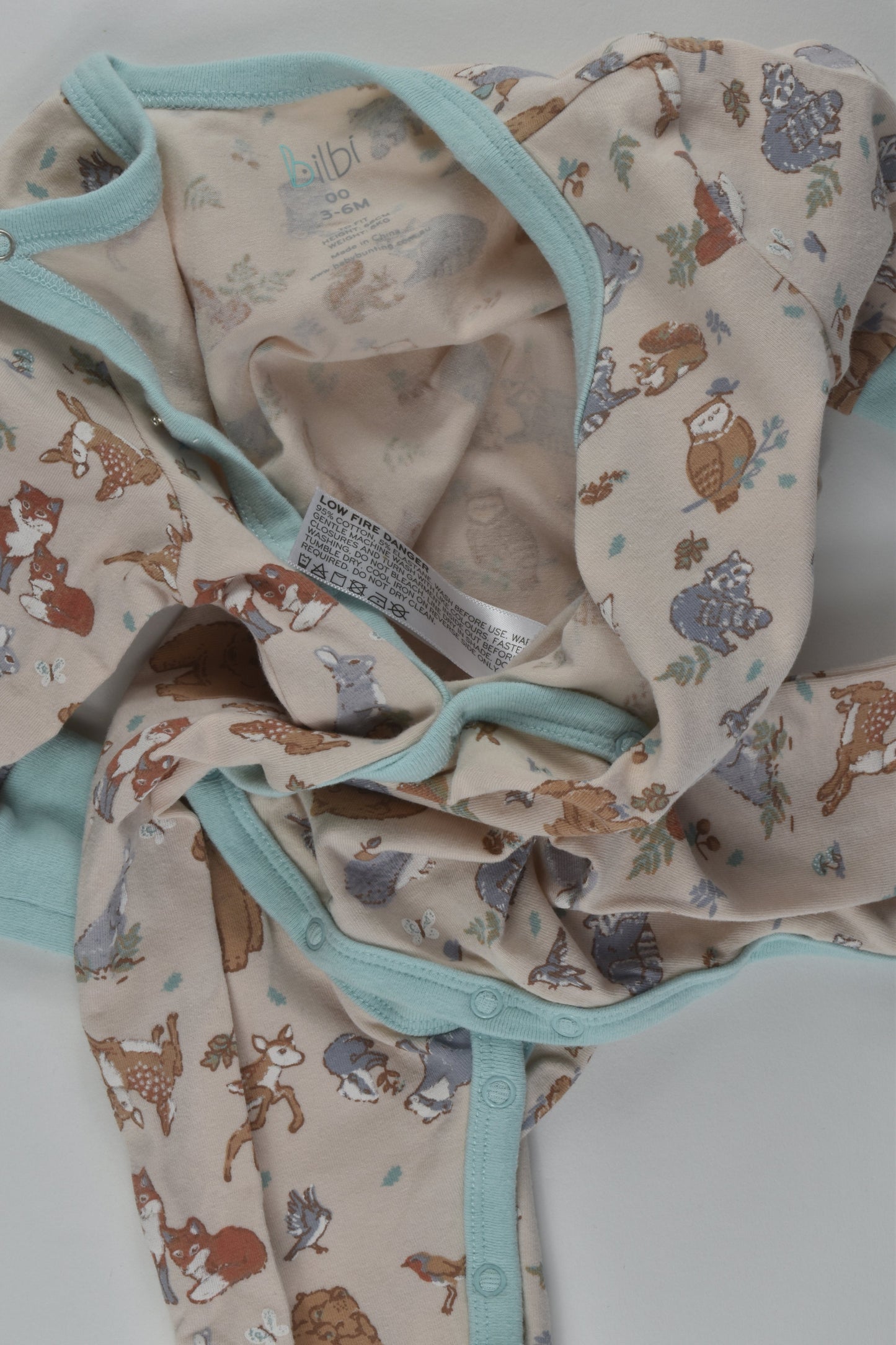 Bilbi Size 00 Forest Animals Romper