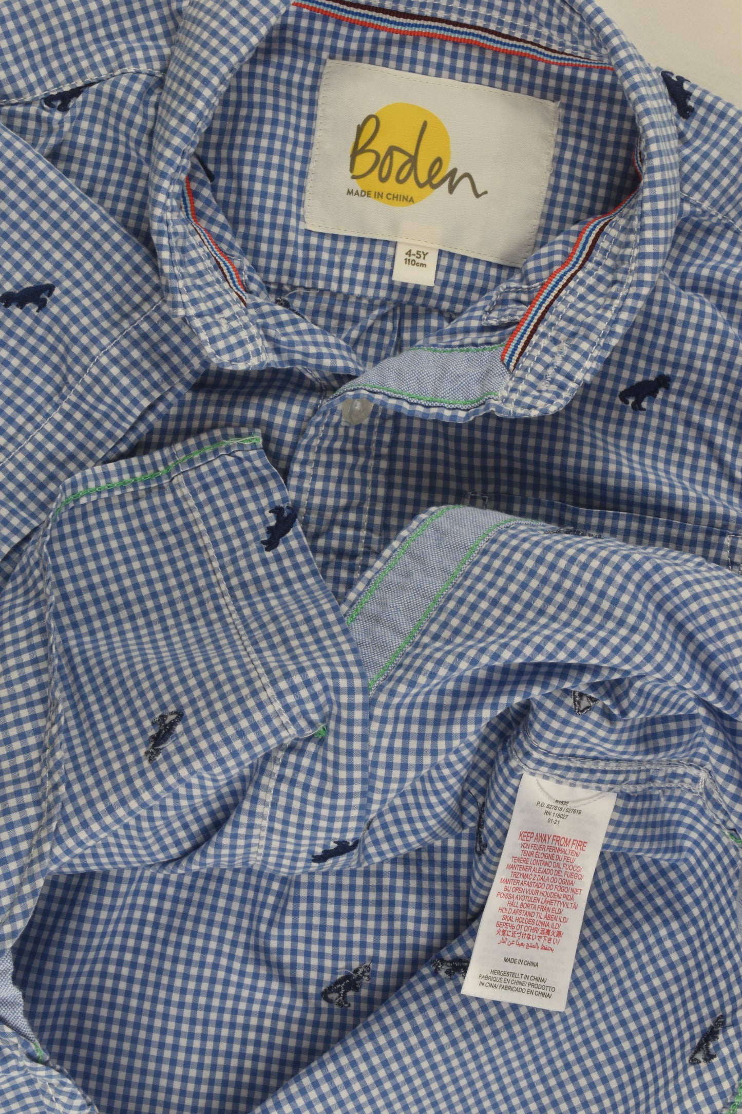 Boden Size 4-5 Dinosaur Button-up Shirt
